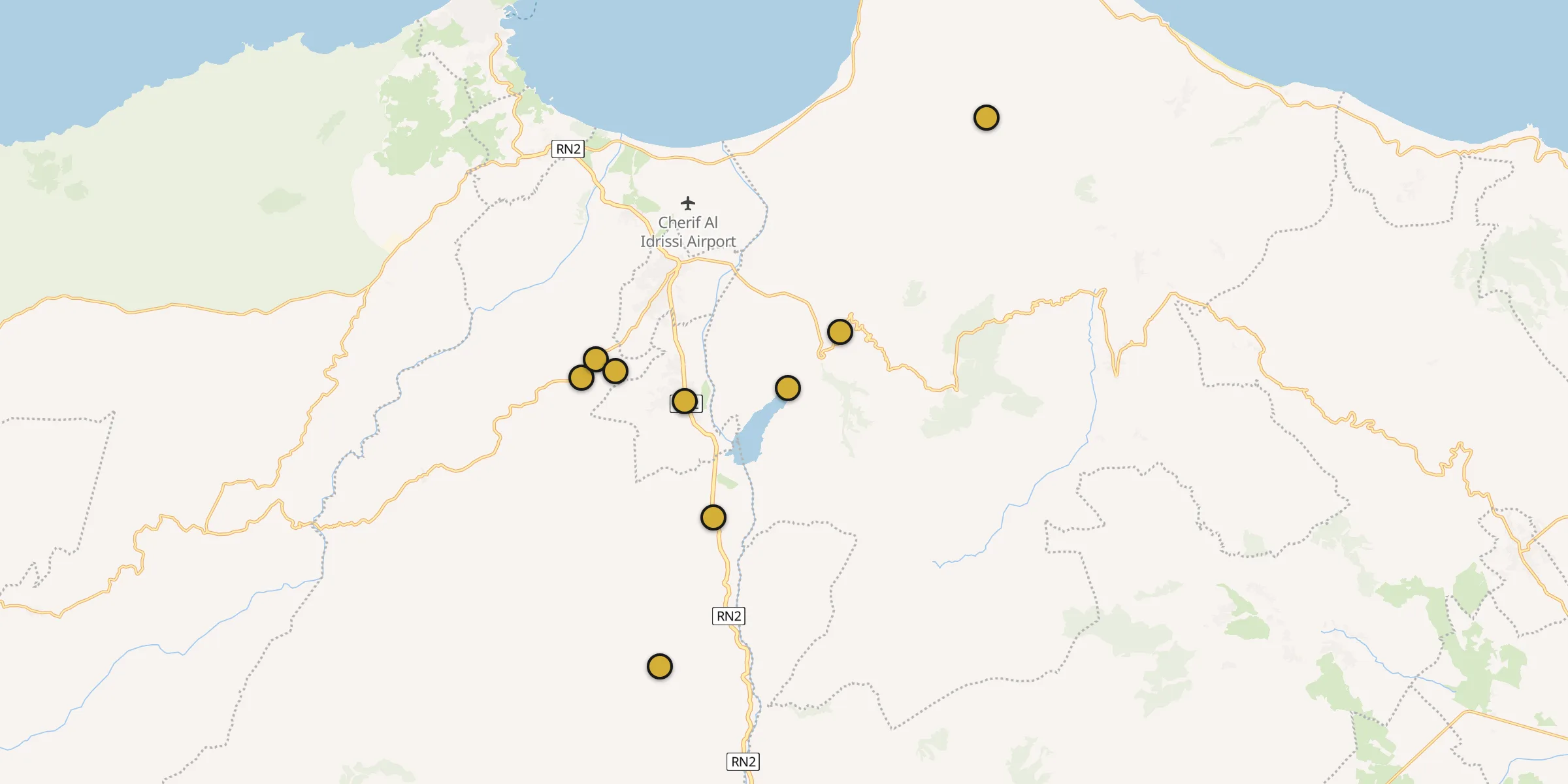 Plan des mosquées à Bni Bouayach : cliquez sur un point pour voir la fiche