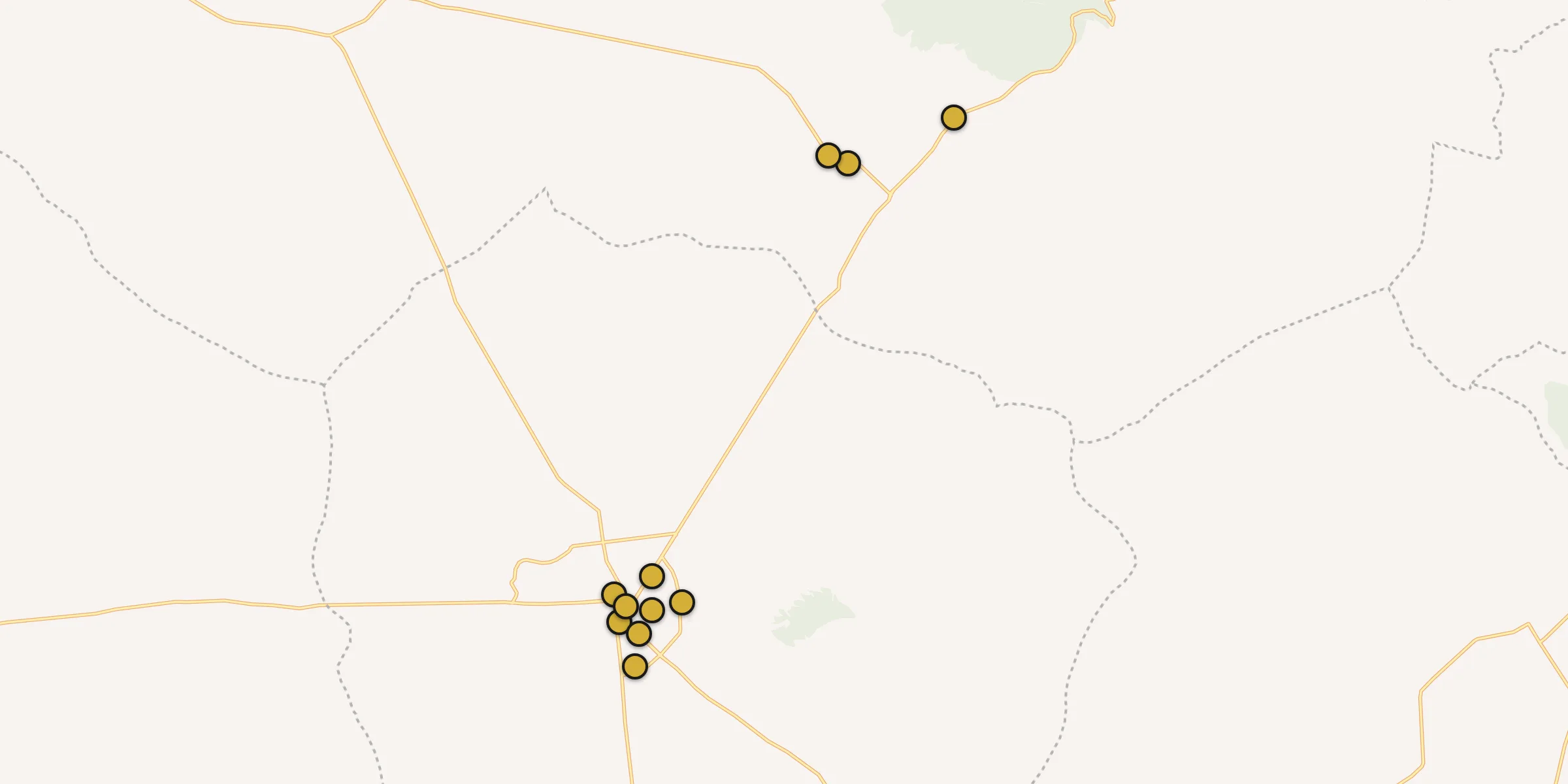 Plan des mosquées à Cheria : cliquez sur un point pour voir la fiche