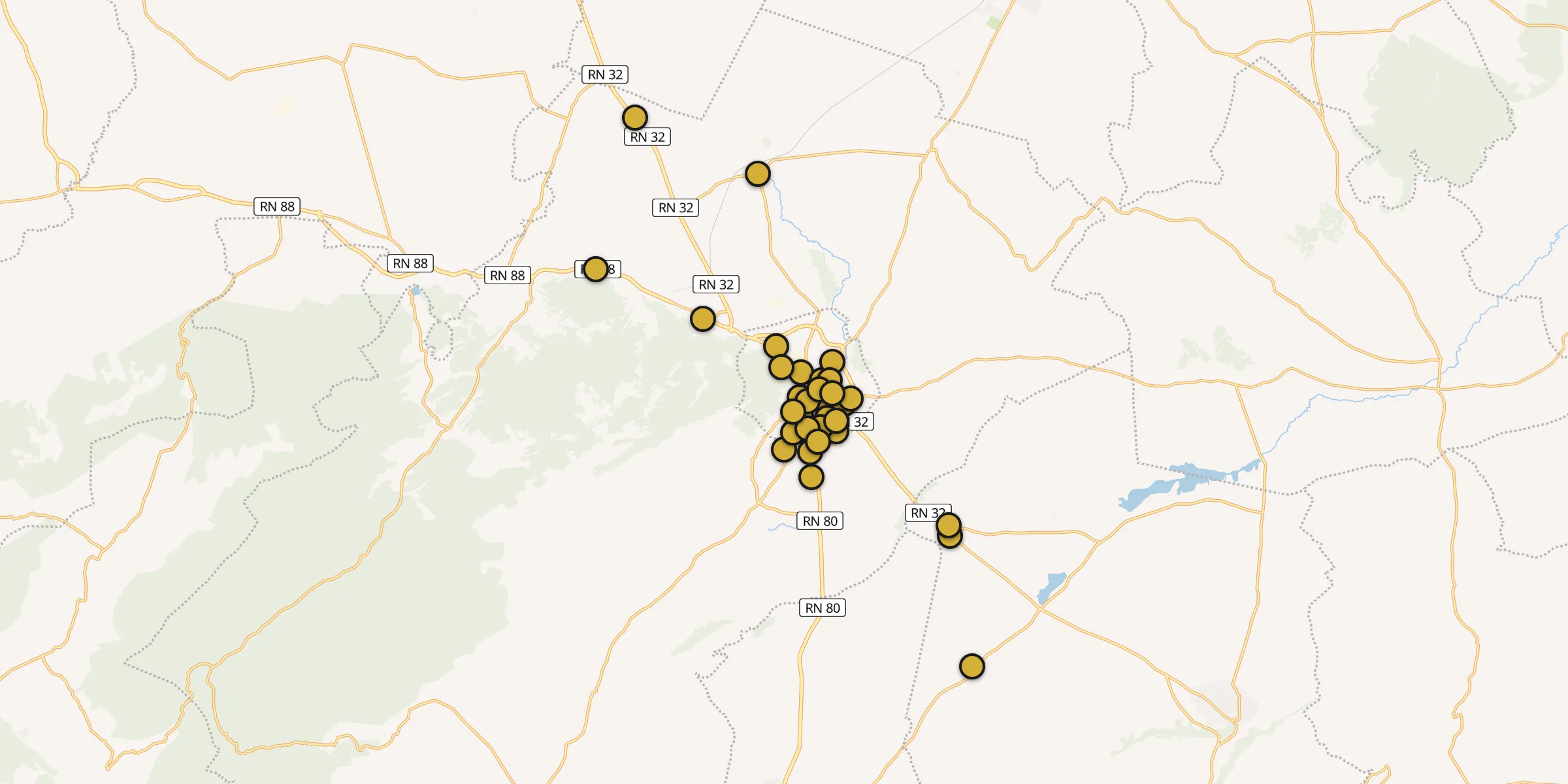 Plan des mosquées à Khenchela : cliquez sur un point pour voir la fiche