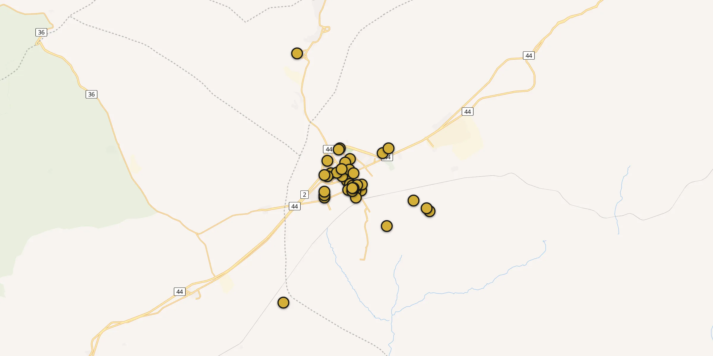 Plan des mosquées à Semnan : cliquez sur un point pour voir la fiche