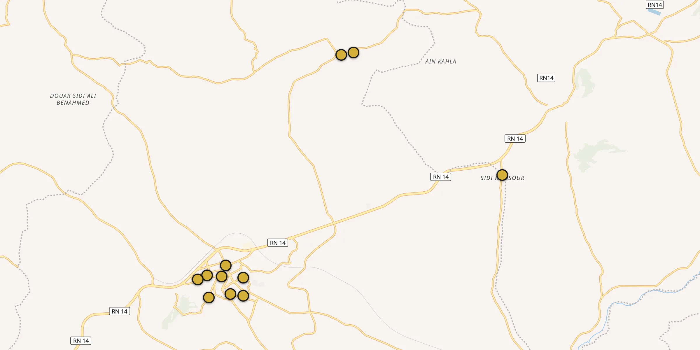 Plan des mosquées à Tissemsilt : cliquez sur un point pour voir la fiche