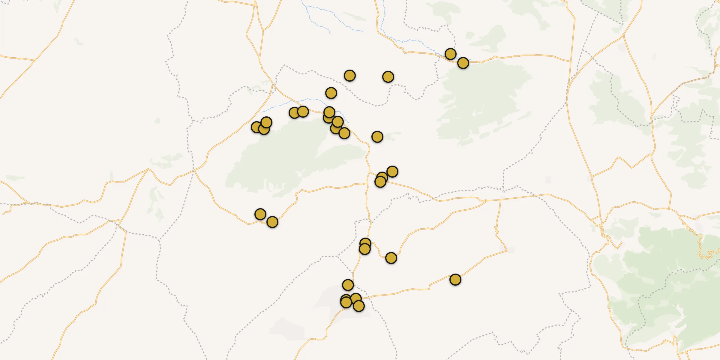 Plan des mosquées à Râs el Aïoun : cliquez sur un point pour voir la fiche