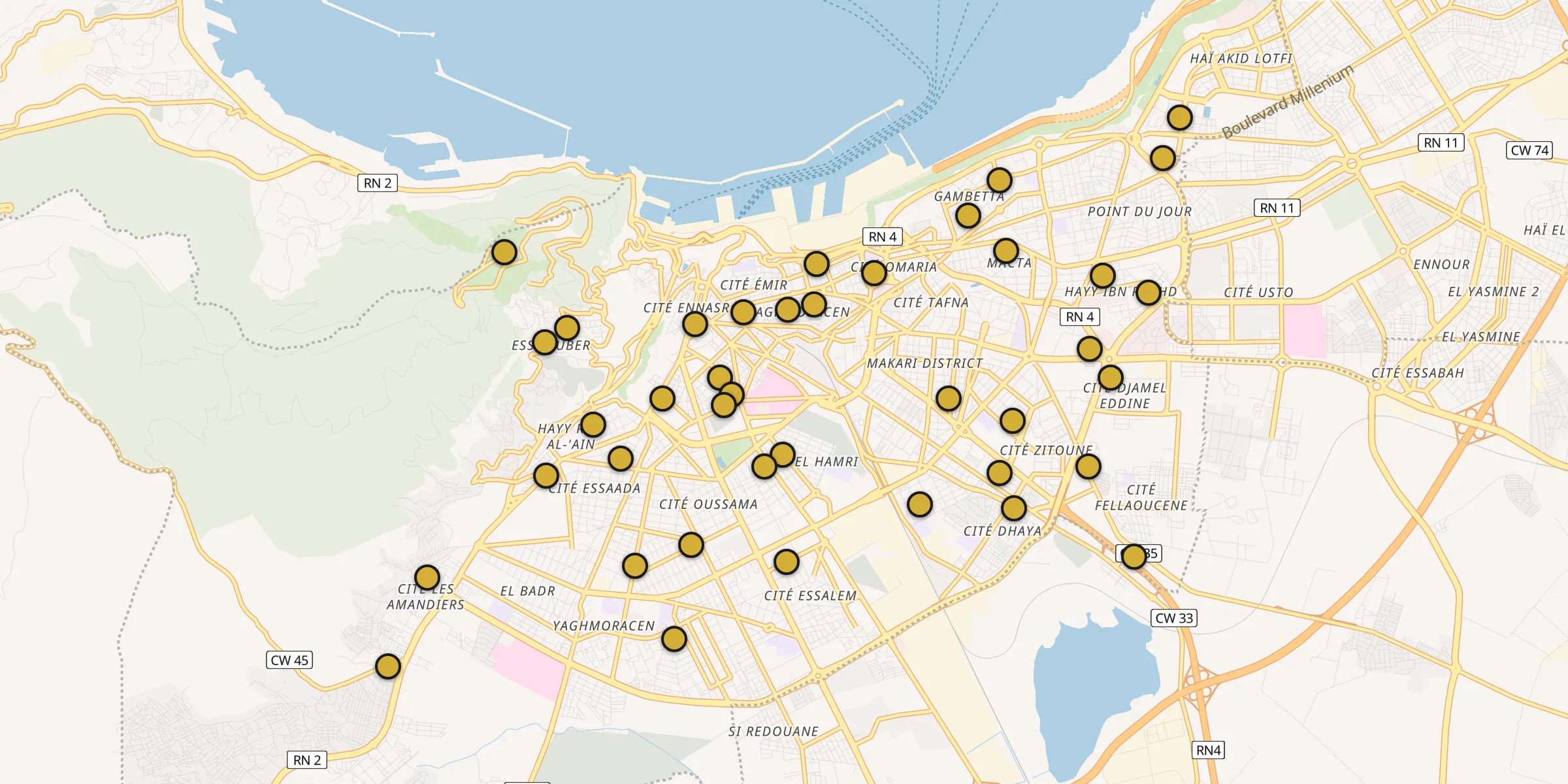 Carte des mosquées à Oran