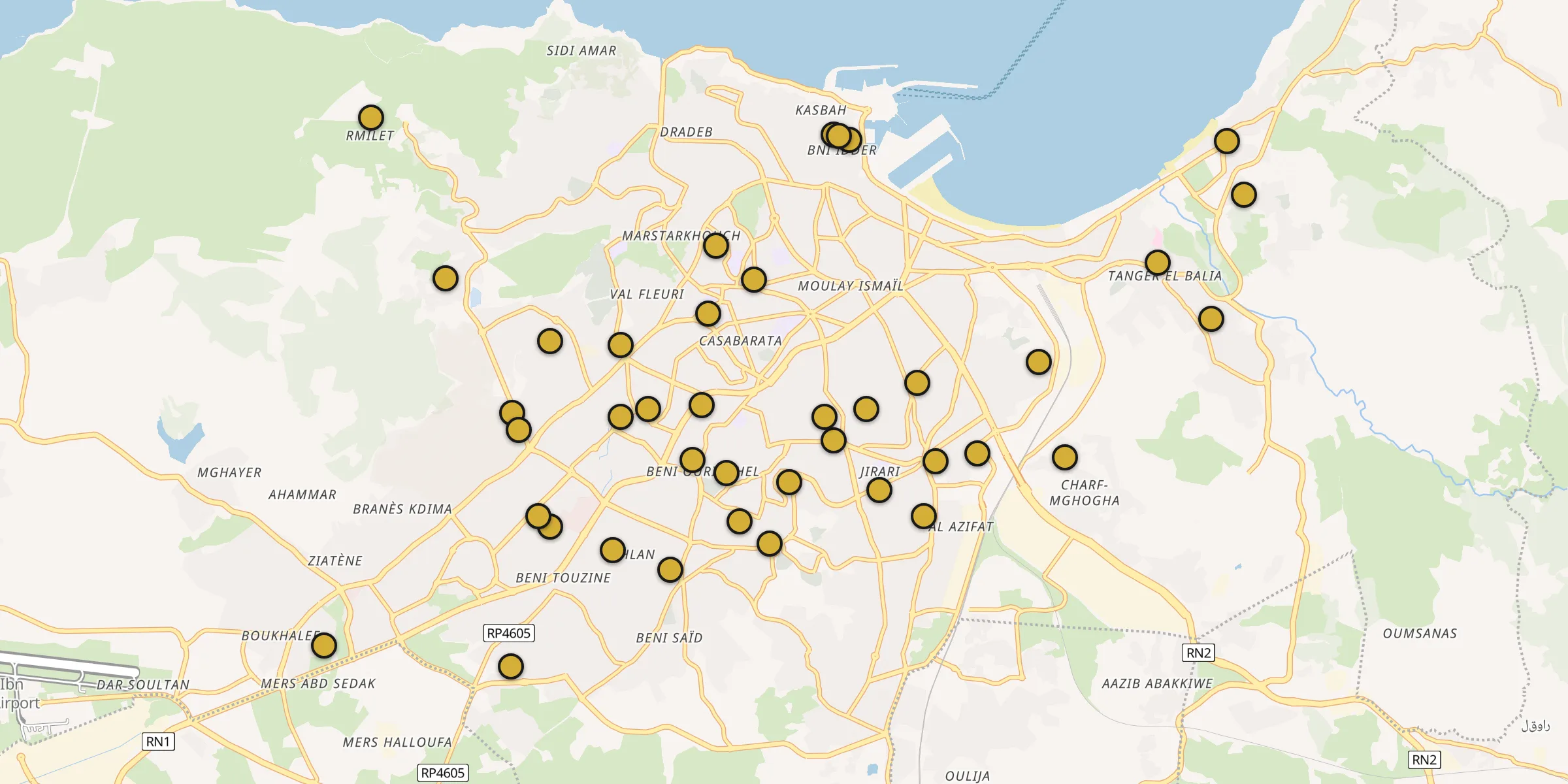Carte des mosquées à Tanger