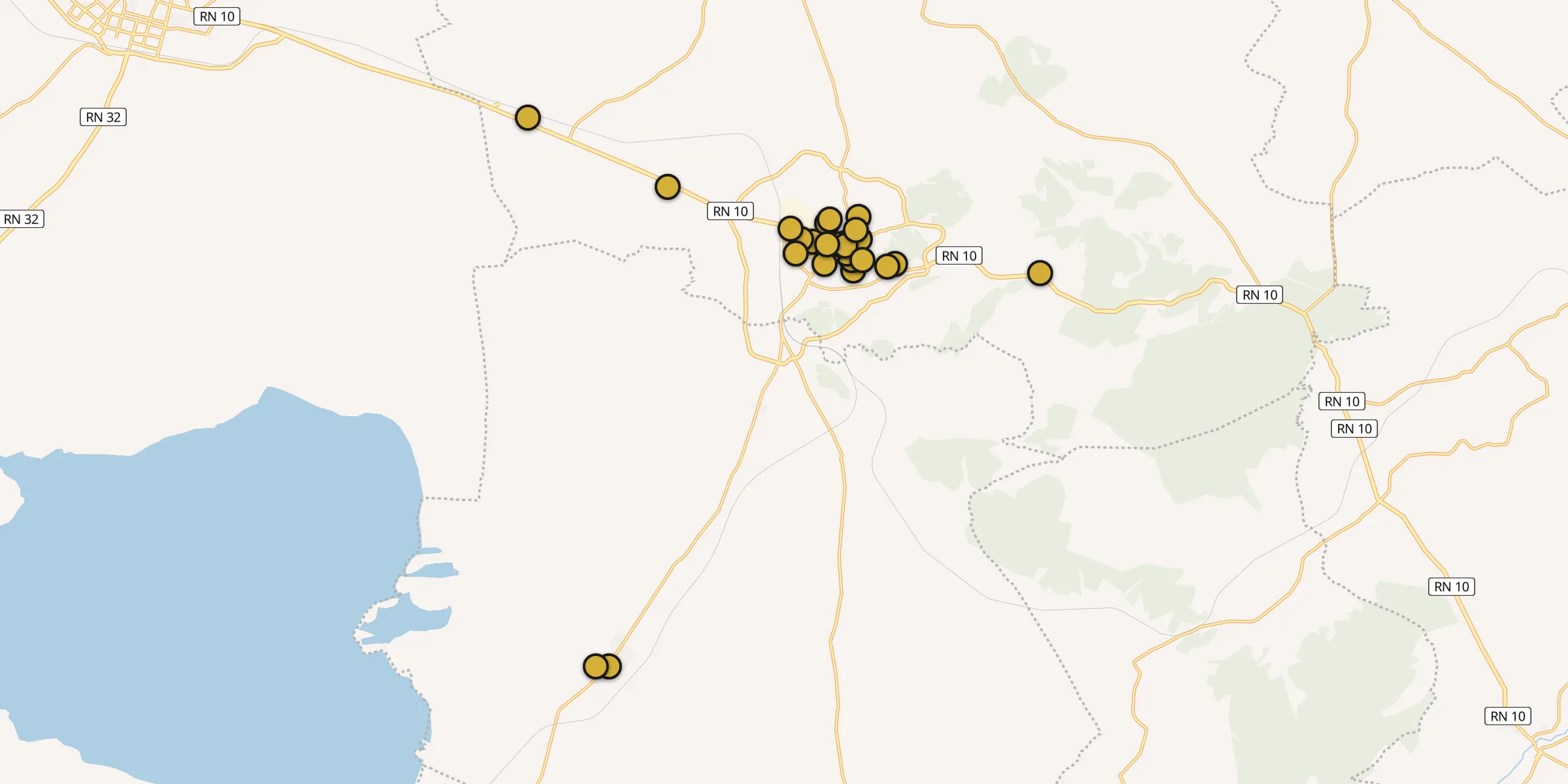 Plan des mosquées à Aïn Beïda : cliquez sur un point pour voir la fiche