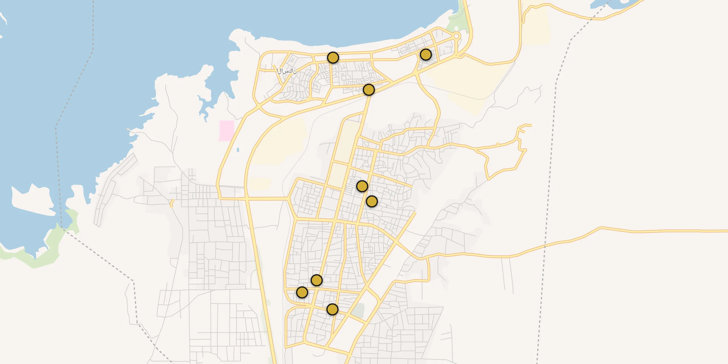 Plan des mosquées à Ath Thawrah : cliquez sur un point pour voir la fiche