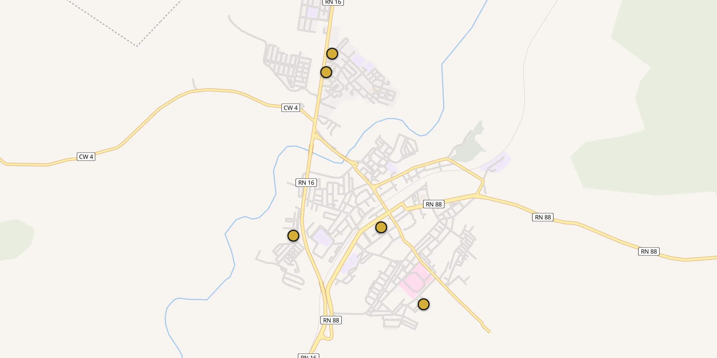 Plan des mosquées à El Aouinet : cliquez sur un point pour voir la fiche