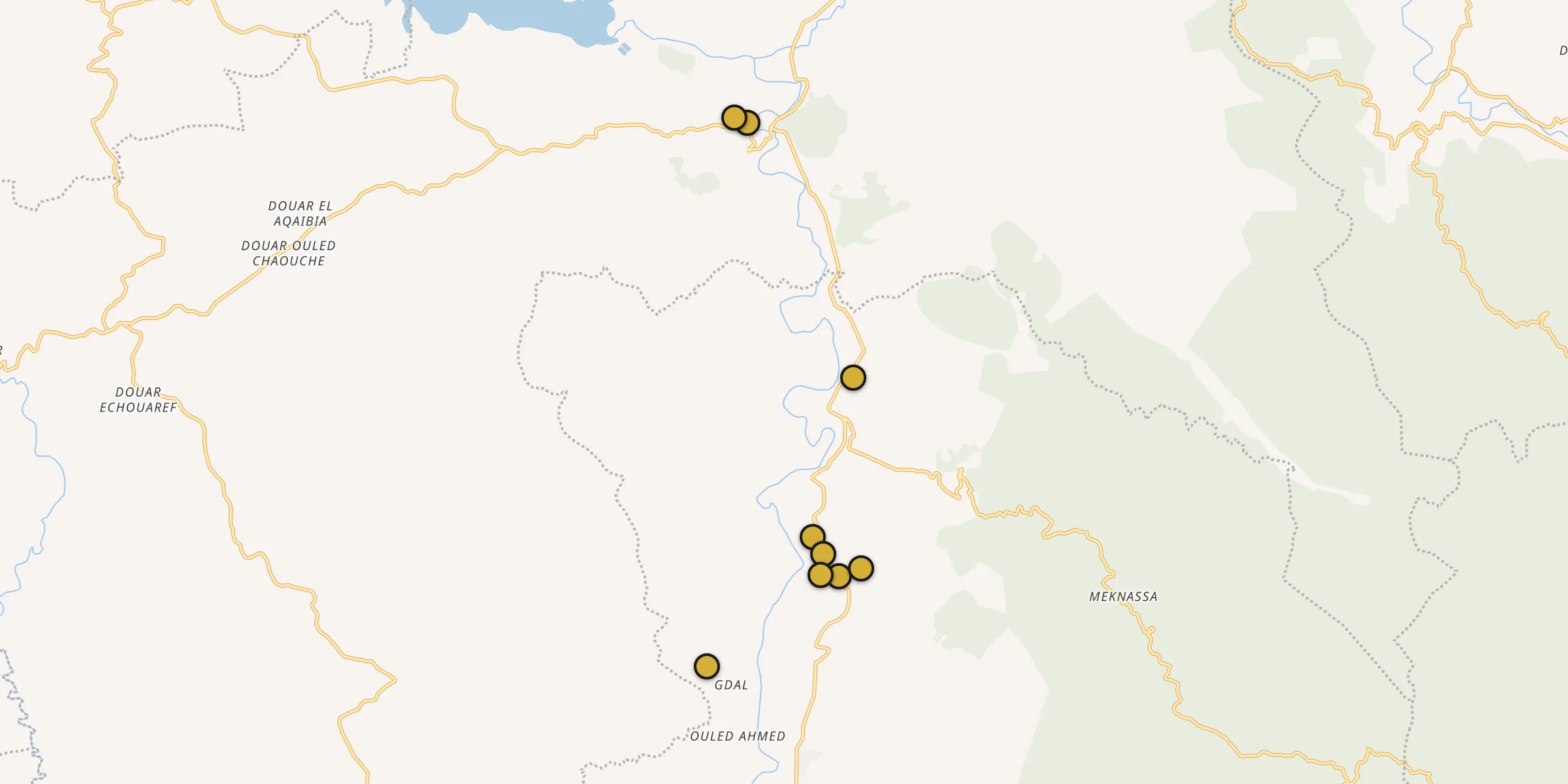 Plan des mosquées à Ammi Moussa : cliquez sur un point pour voir la fiche