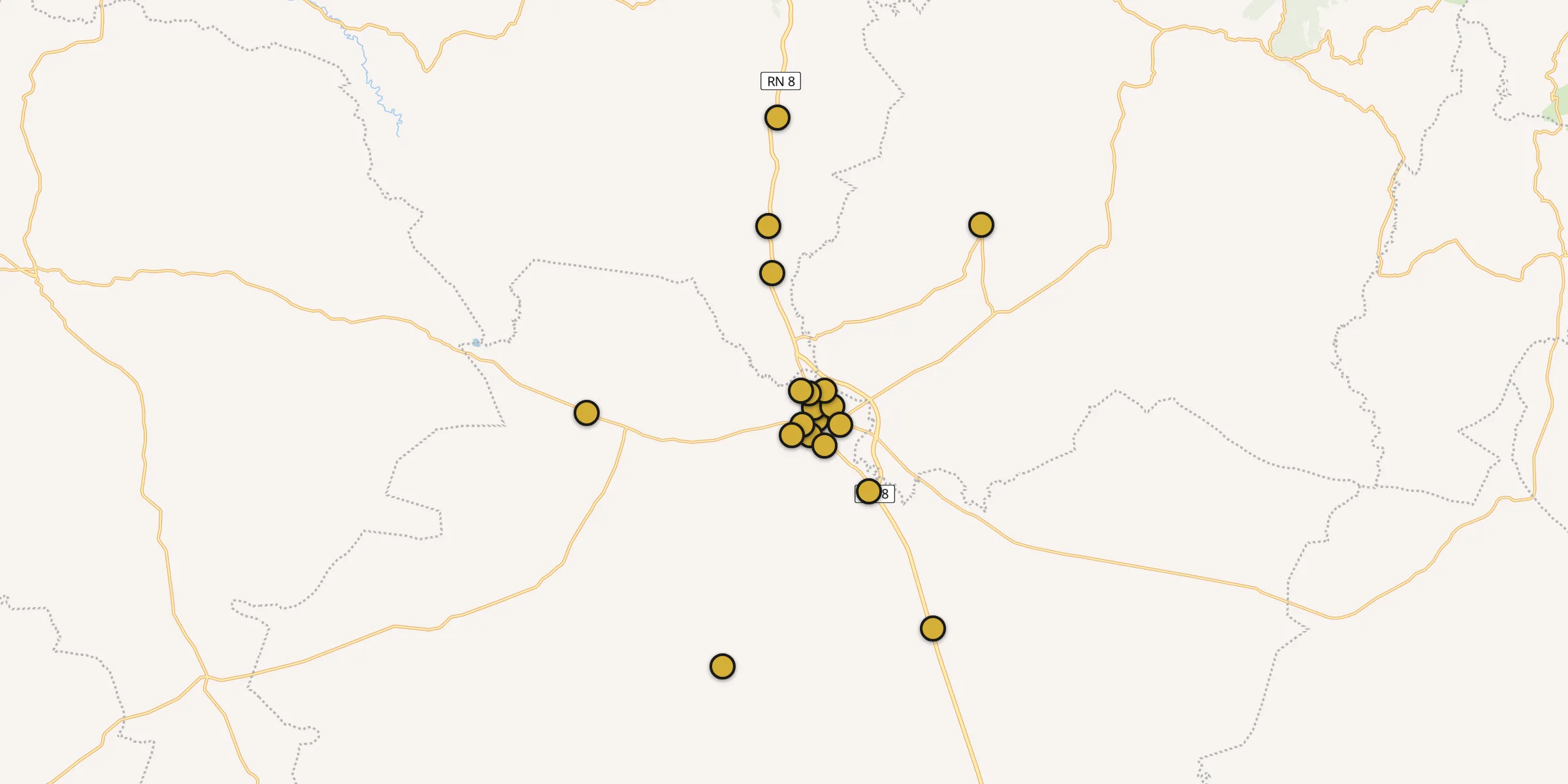 Plan des mosquées à Sidi Aïssa : cliquez sur un point pour voir la fiche