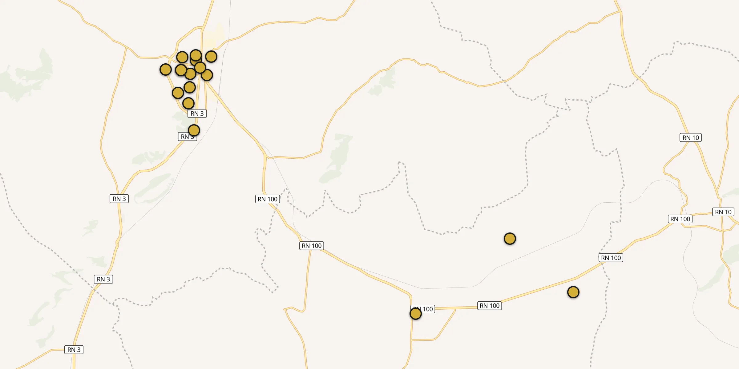 Plan des mosquées à Aïn Kercha : cliquez sur un point pour voir la fiche