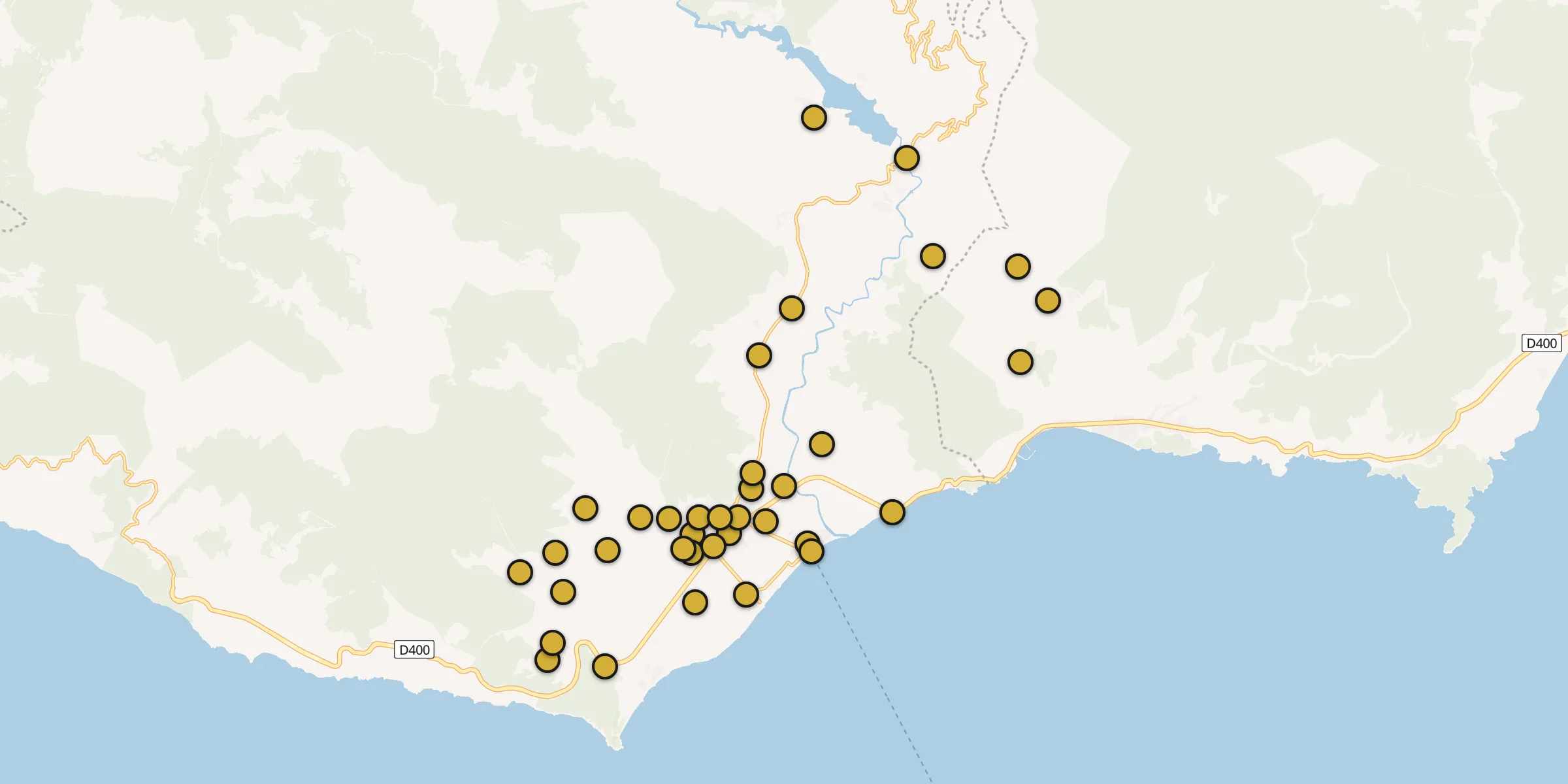 Plan des mosquées à Anamur : cliquez sur un point pour voir la fiche