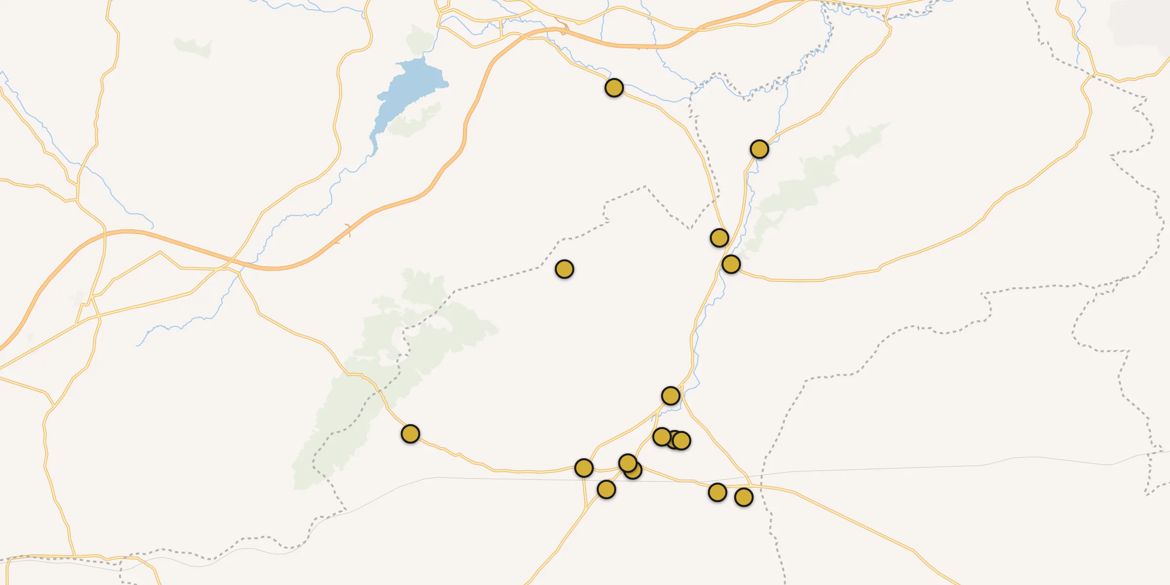 Plan des mosquées à Telerghma : cliquez sur un point pour voir la fiche