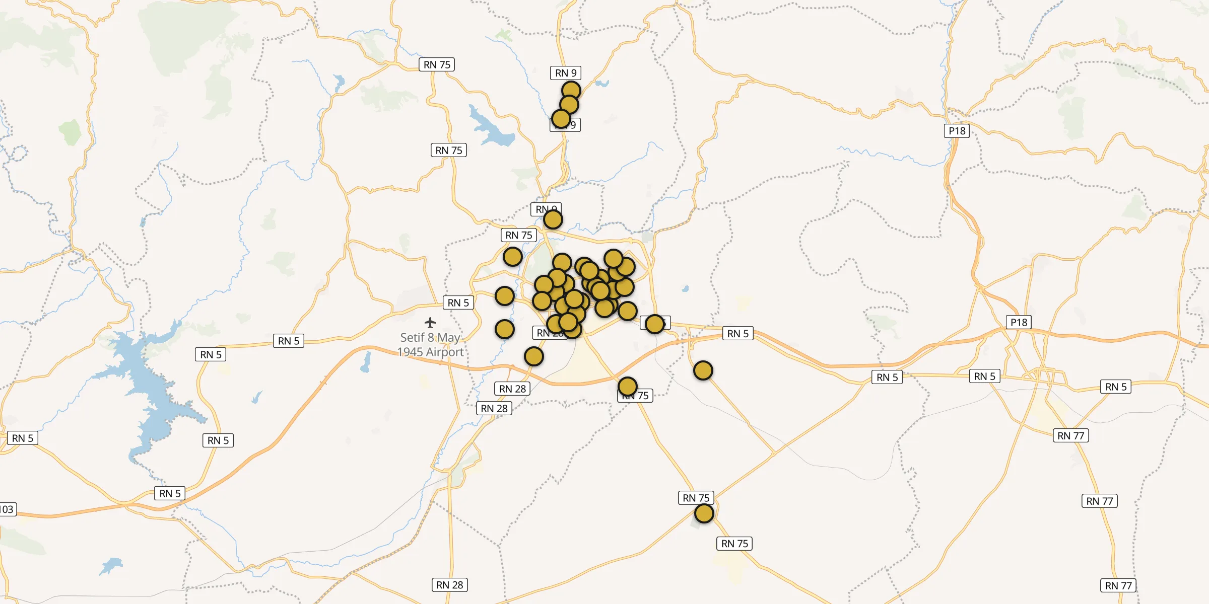 Carte des mosquées à Sétif