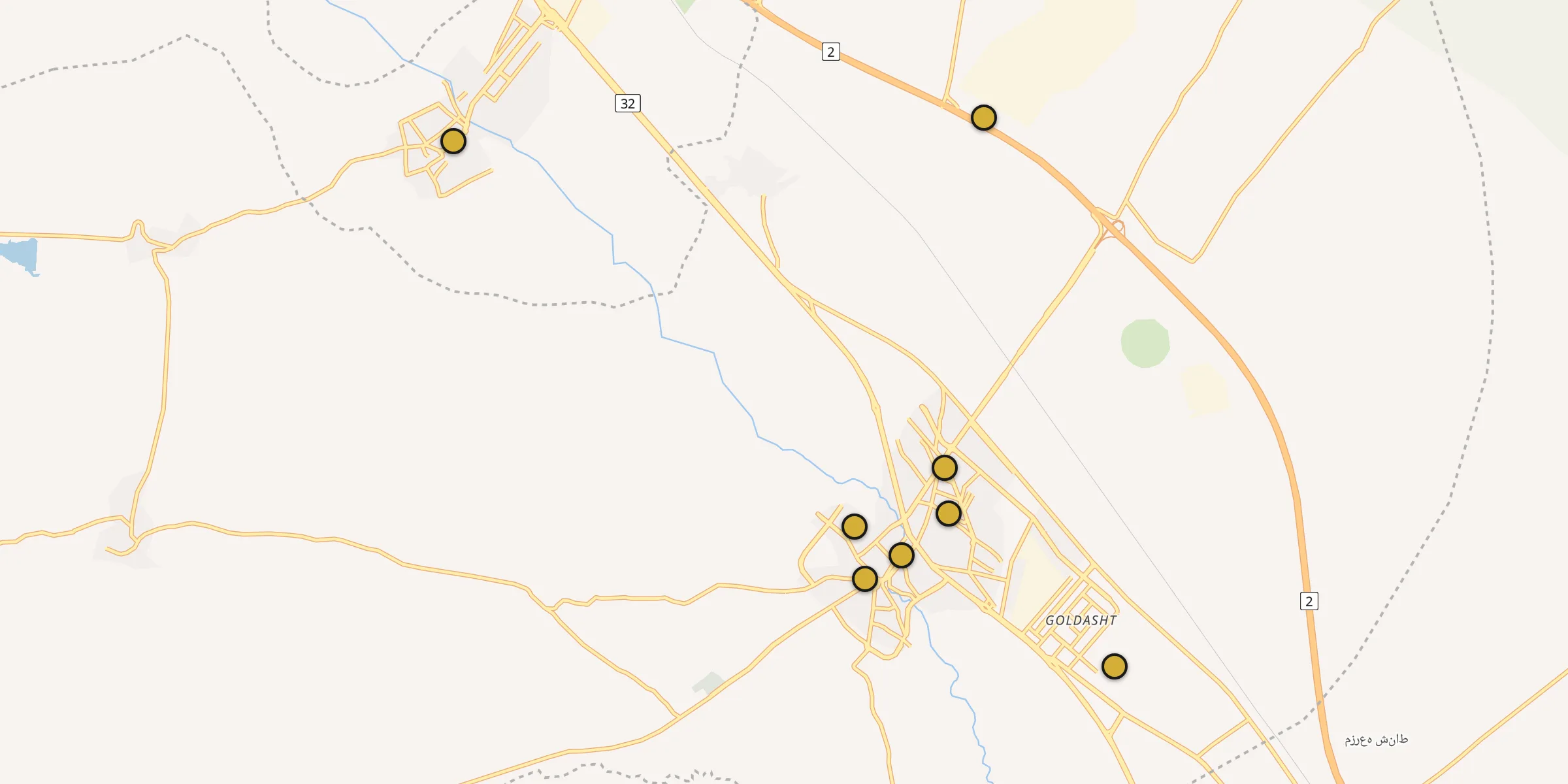 Plan des mosquées à Khorramdarreh : cliquez sur un point pour voir la fiche