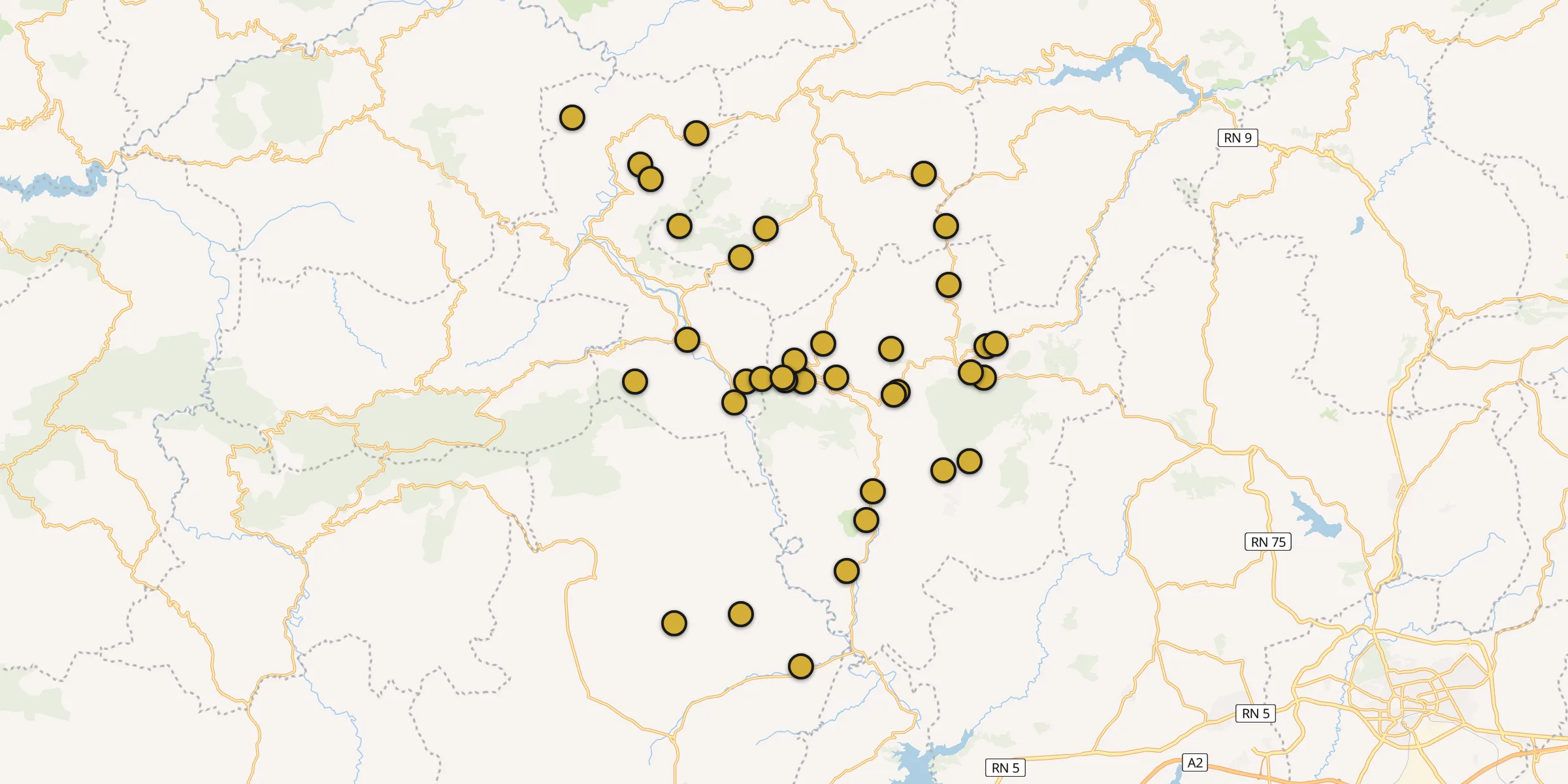 Plan des mosquées à Bougaa : cliquez sur un point pour voir la fiche