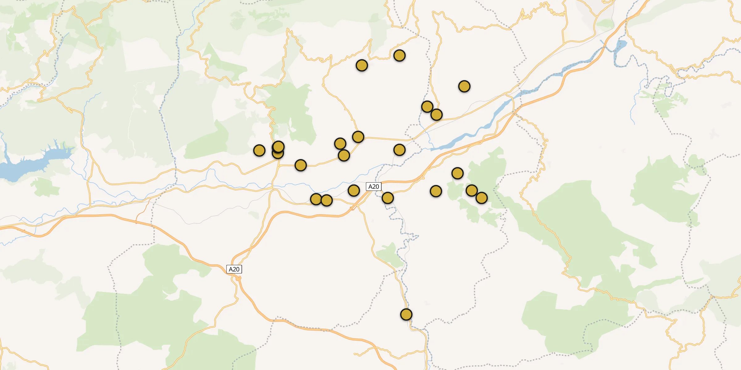 Plan des mosquées à Chorfa : cliquez sur un point pour voir la fiche