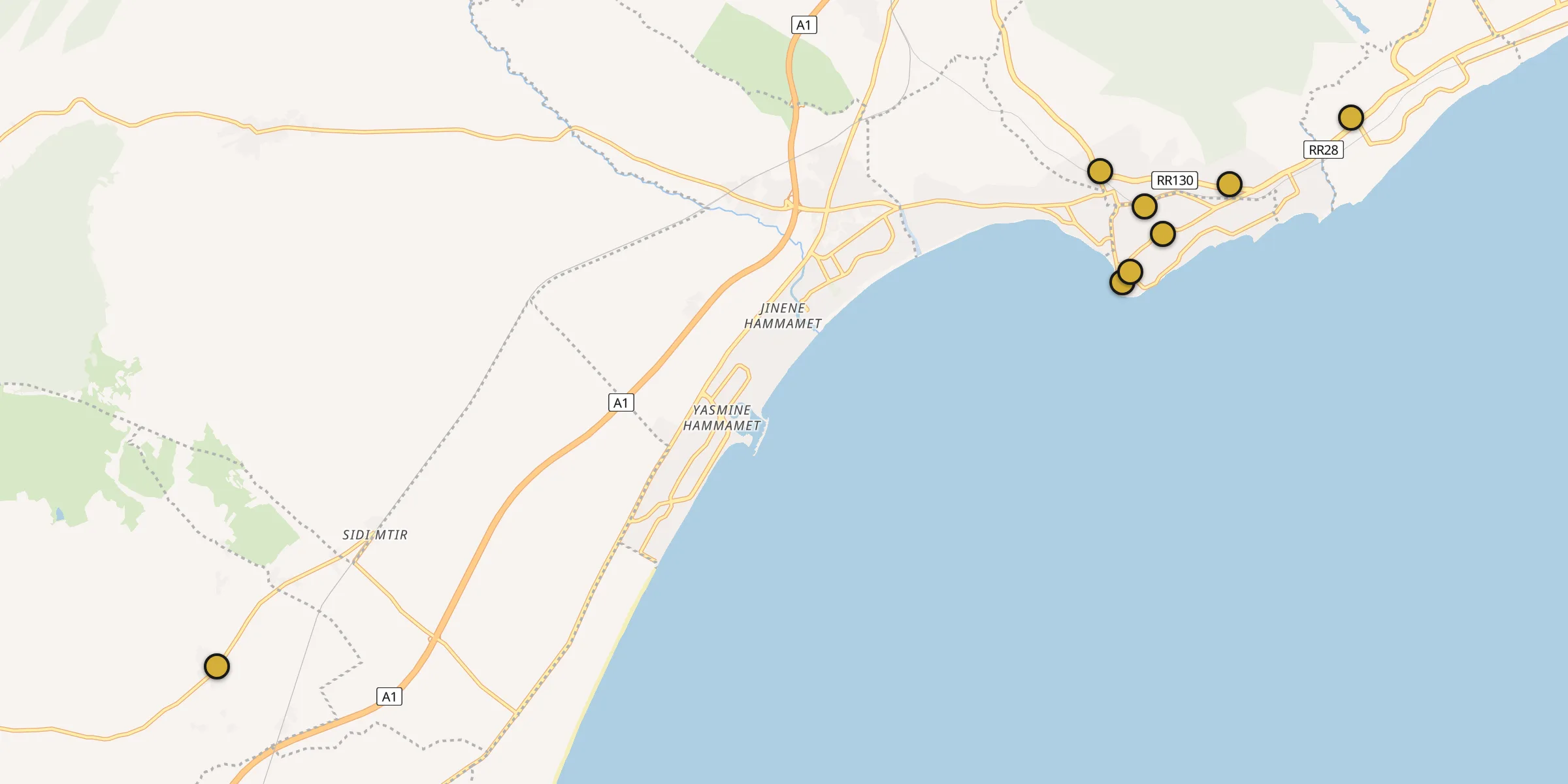Carte des mosquées à Hammamet