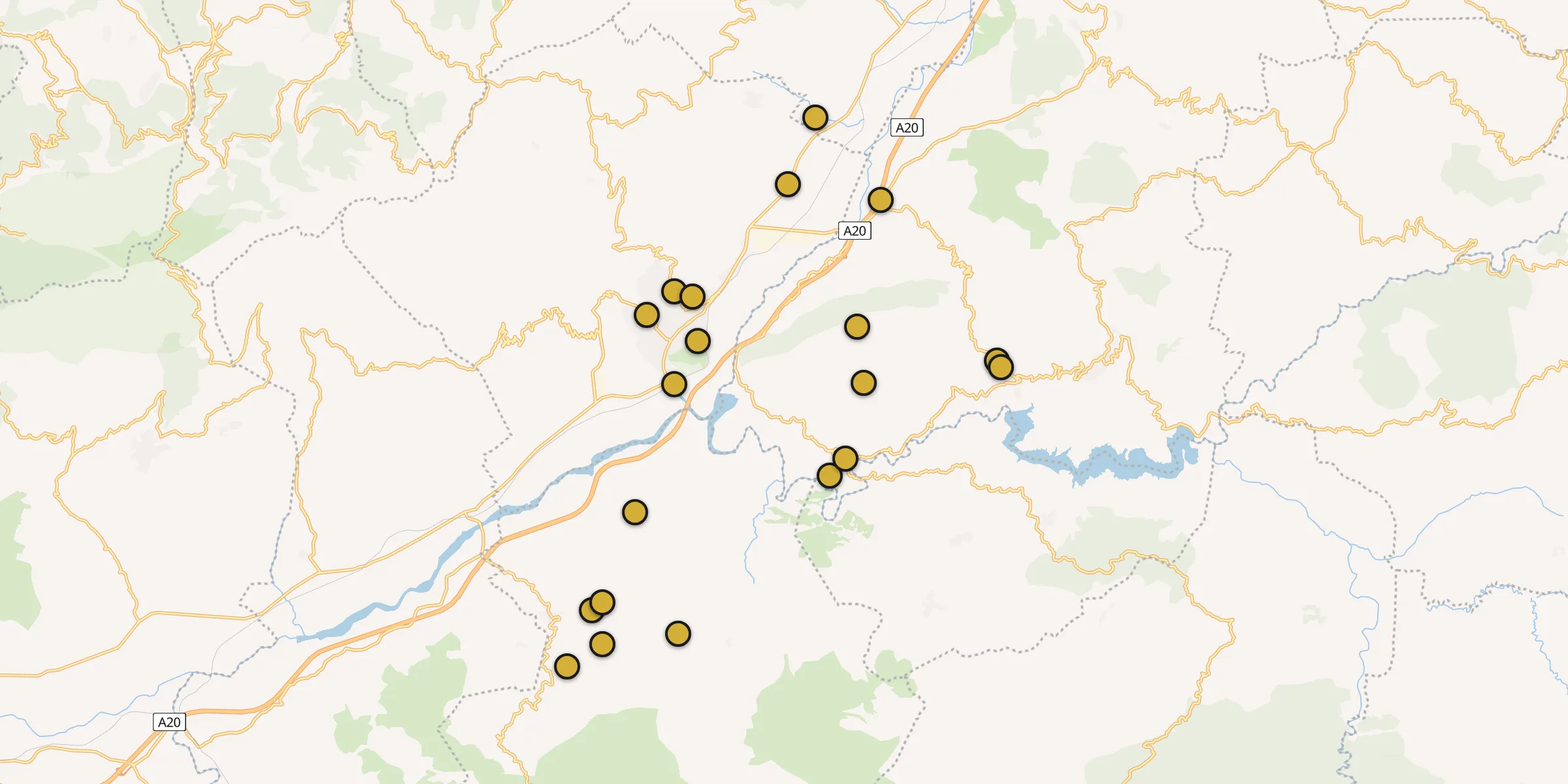 Plan des mosquées à Akbou : cliquez sur un point pour voir la fiche