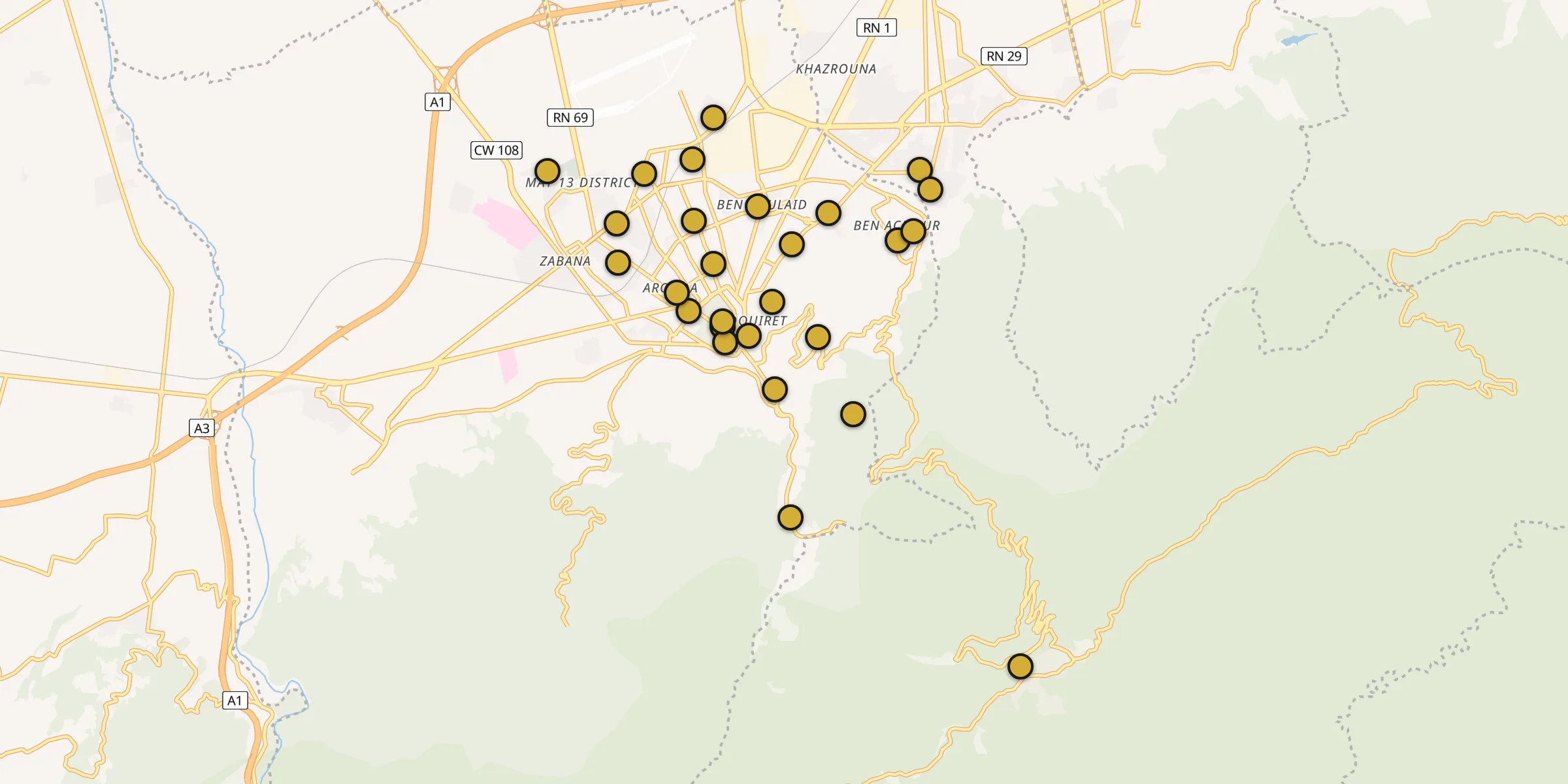 Carte des mosquées à Blida