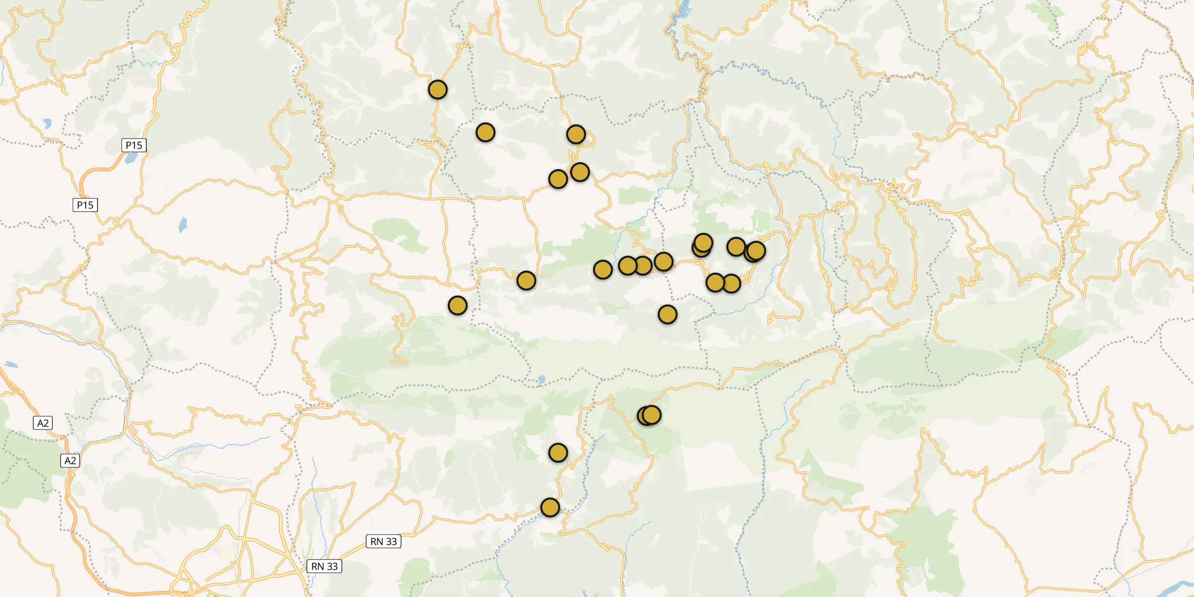 Plan des mosquées à Tizi-n-Tleta : cliquez sur un point pour voir la fiche