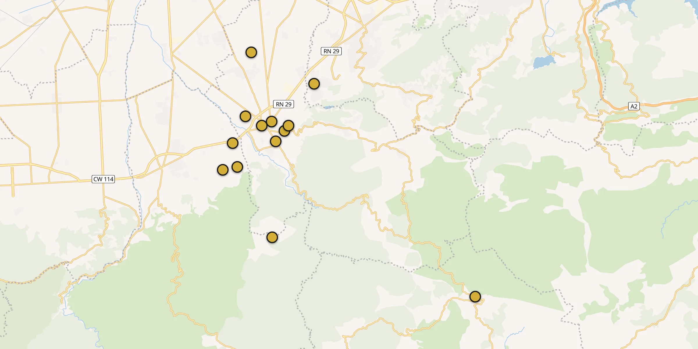 Plan des mosquées à Larbaâ : cliquez sur un point pour voir la fiche