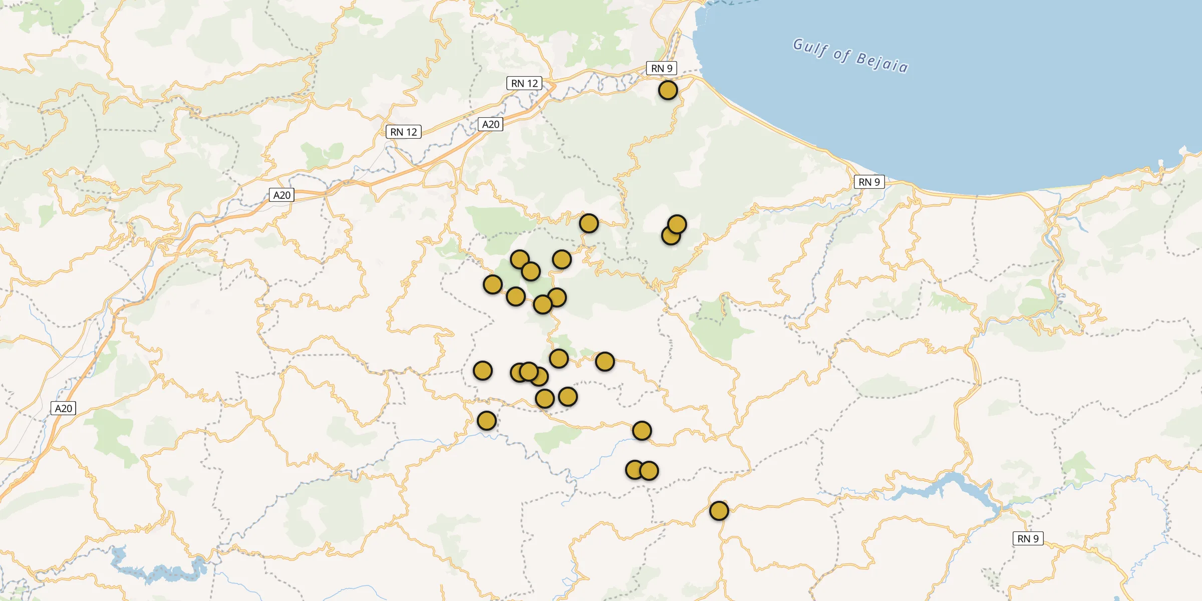 Plan des mosquées à Barbacha : cliquez sur un point pour voir la fiche