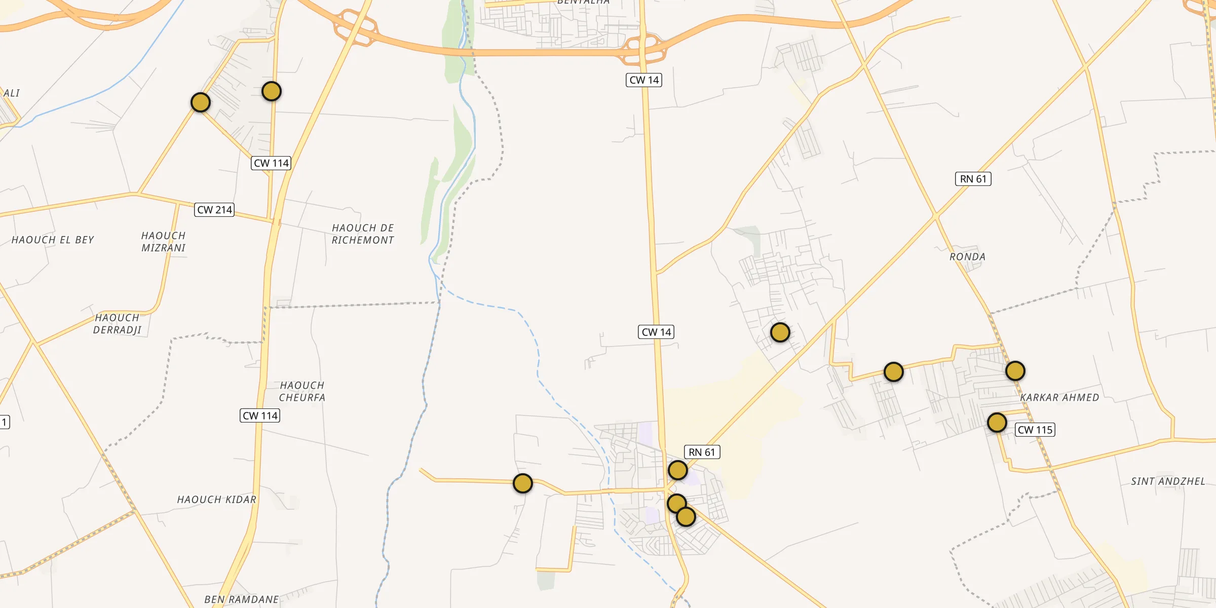 Plan des mosquées à Sidi Moussa : cliquez sur un point pour voir la fiche