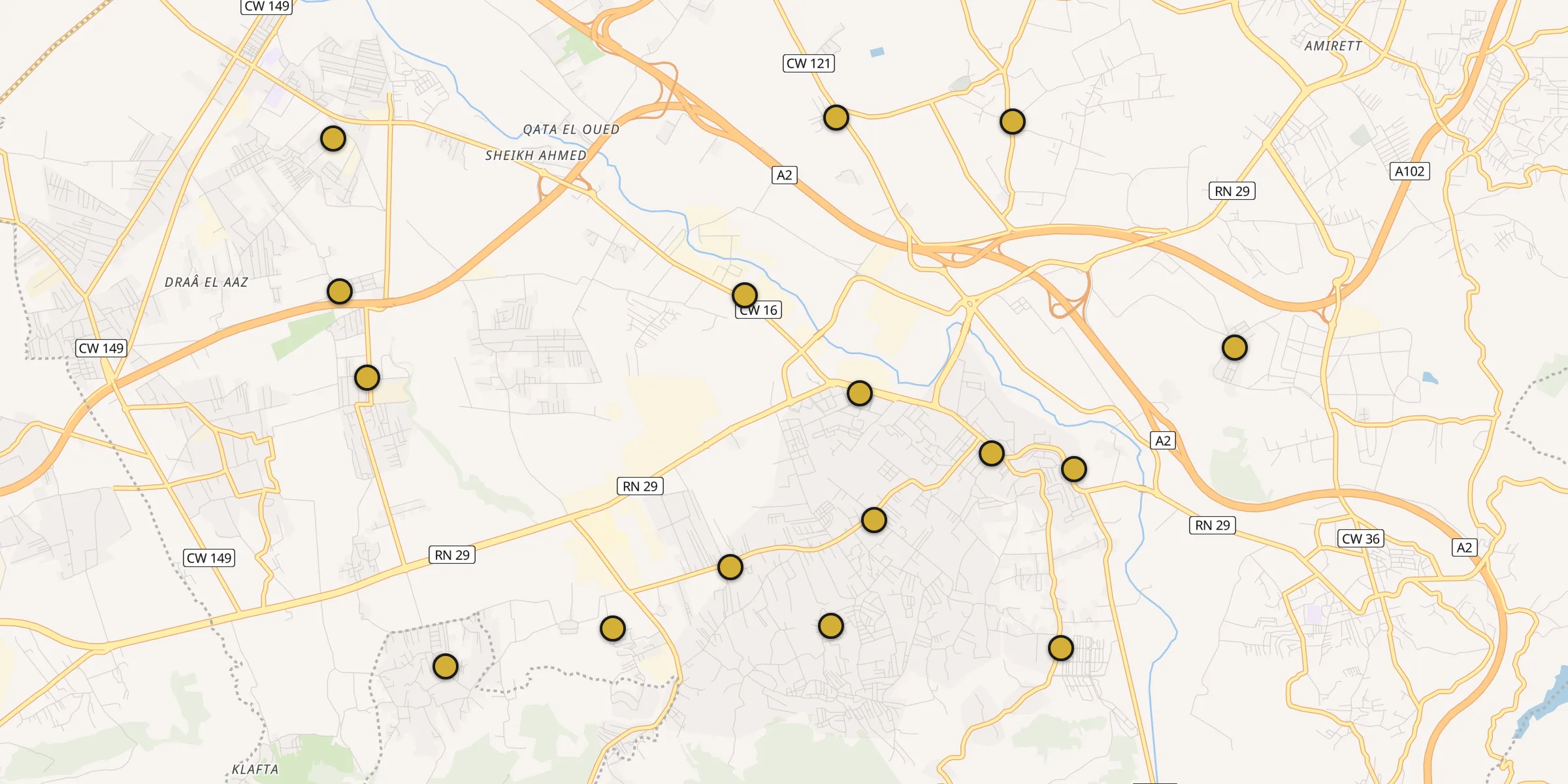 Plan des mosquées à Khemis el Khechna : cliquez sur un point pour voir la fiche
