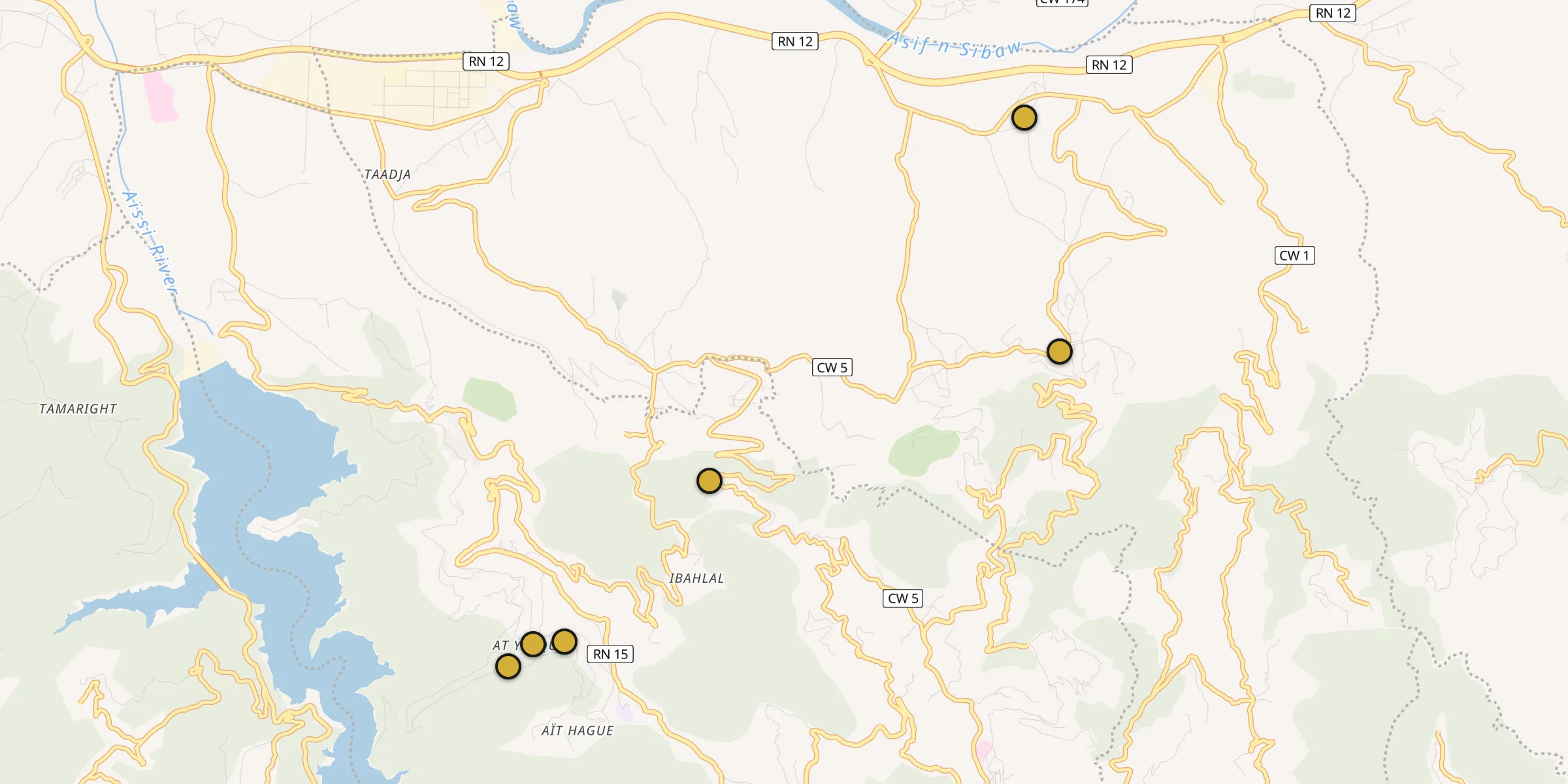 Plan des mosquées à Tizi Rached : cliquez sur un point pour voir la fiche