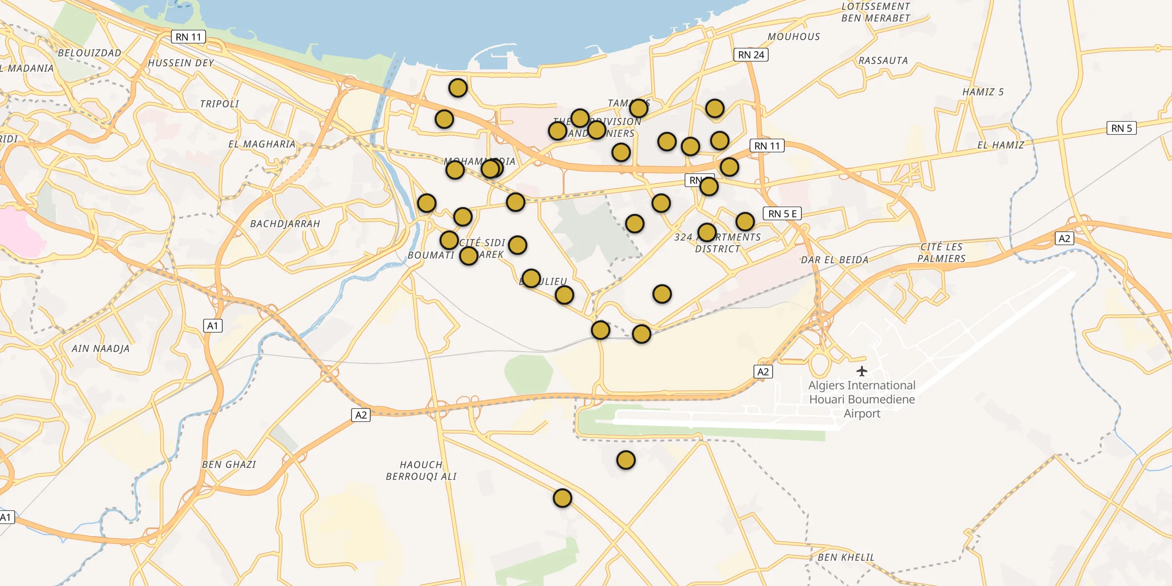 Carte des mosquées à Bab Ezzouar