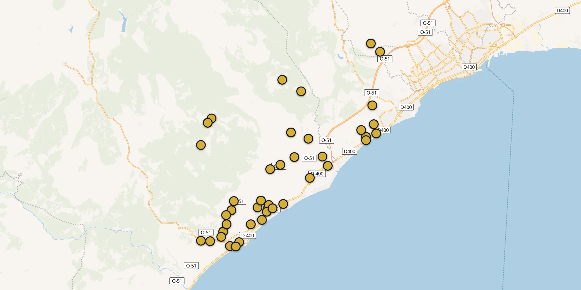 Plan des mosquées à Myrte : cliquez sur un point pour voir la fiche