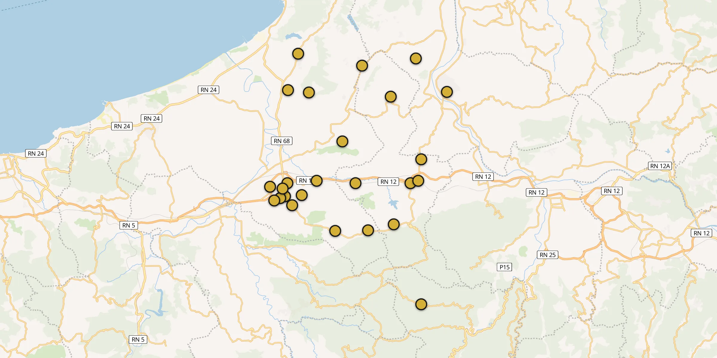 Plan des mosquées à Naciria : cliquez sur un point pour voir la fiche
