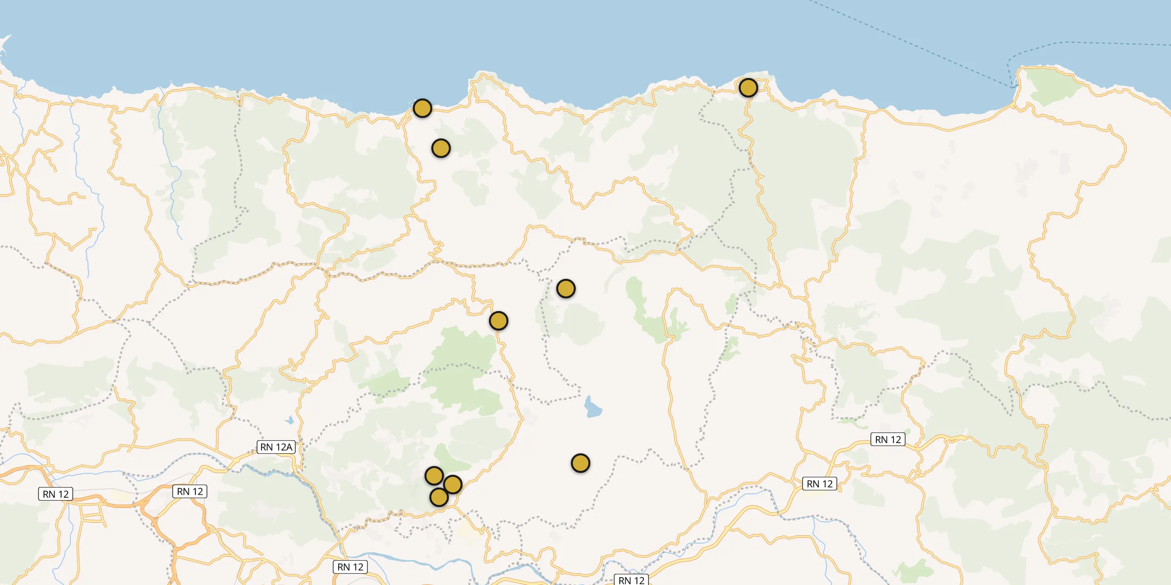 Plan des mosquées à Boudjima : cliquez sur un point pour voir la fiche