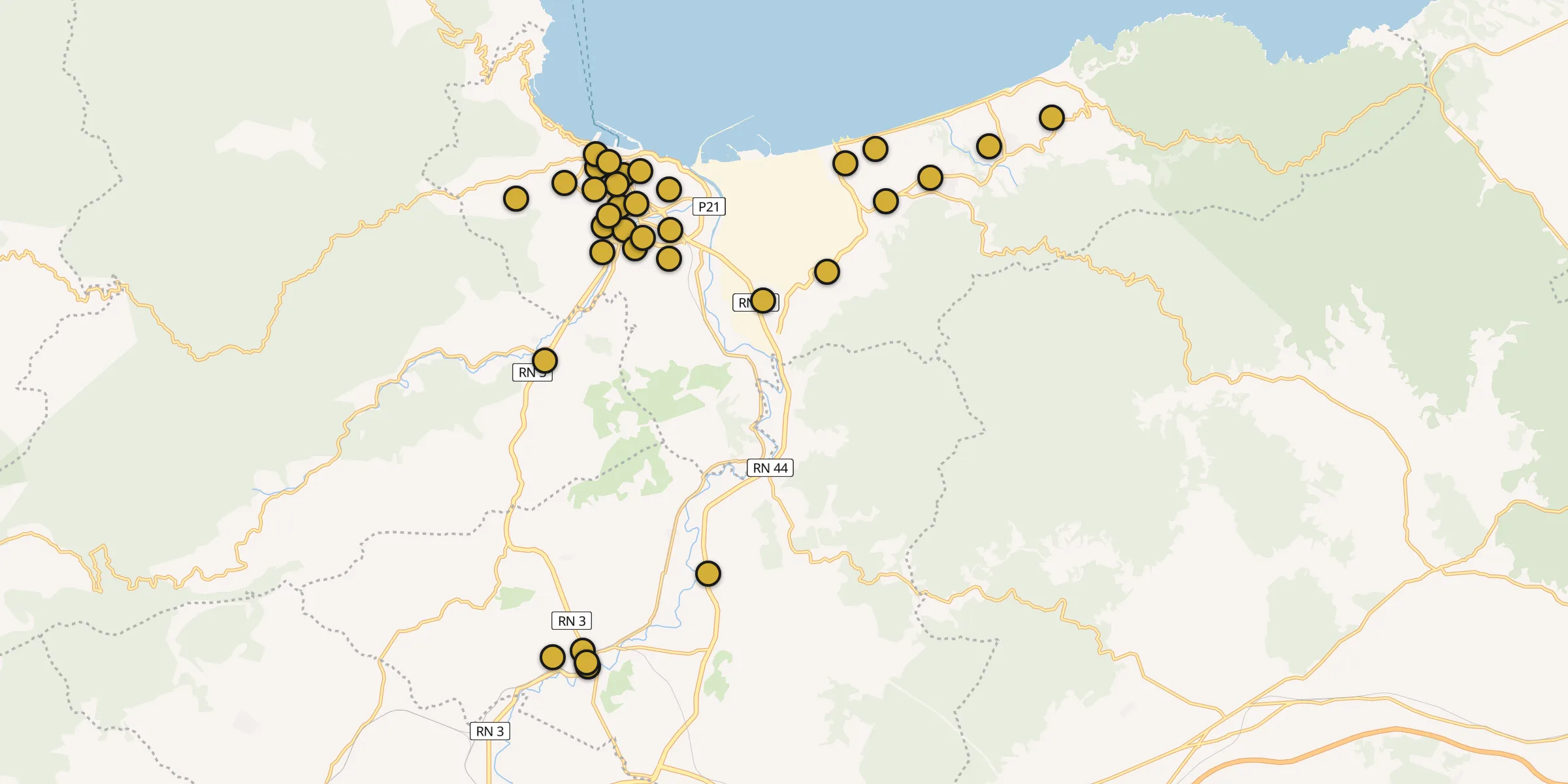 Plan des mosquées à Skikda : cliquez sur un point pour voir la fiche