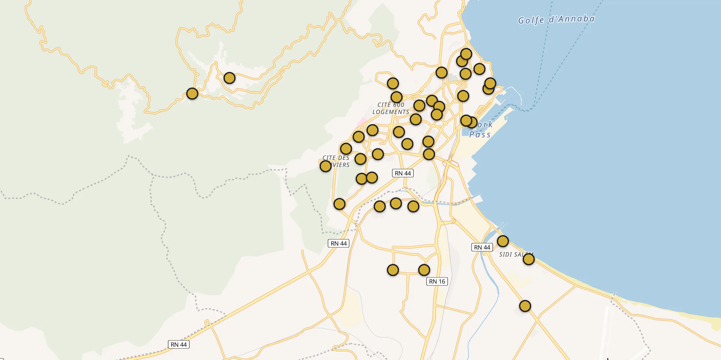Carte des mosquées à Bône