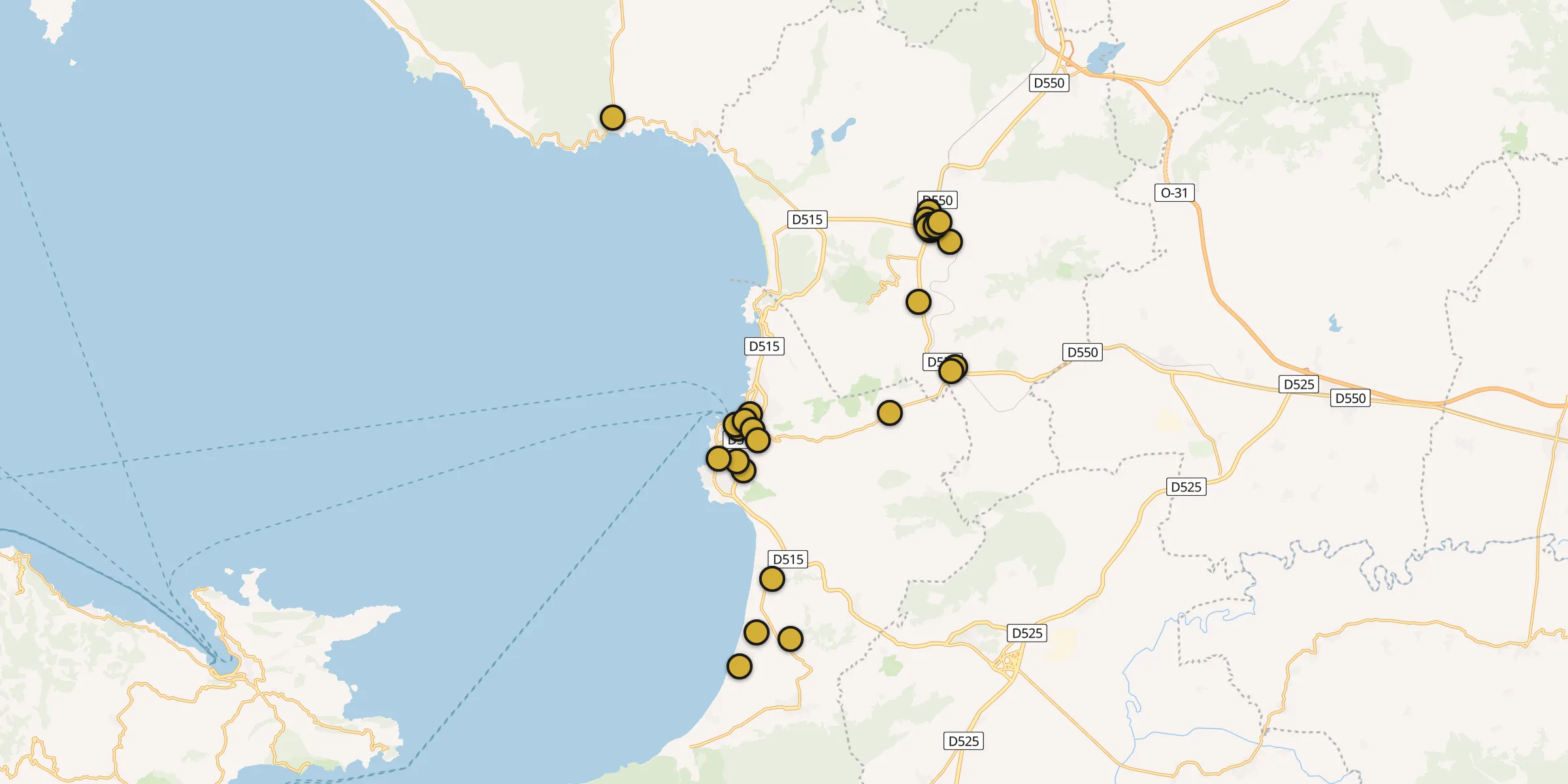 Plan des mosquées à Kuşadası : cliquez sur un point pour voir la fiche