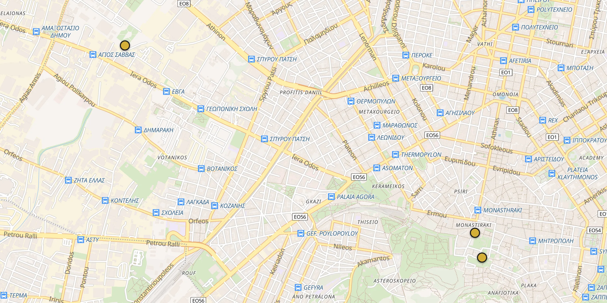 Carte des mosquées à Athènes