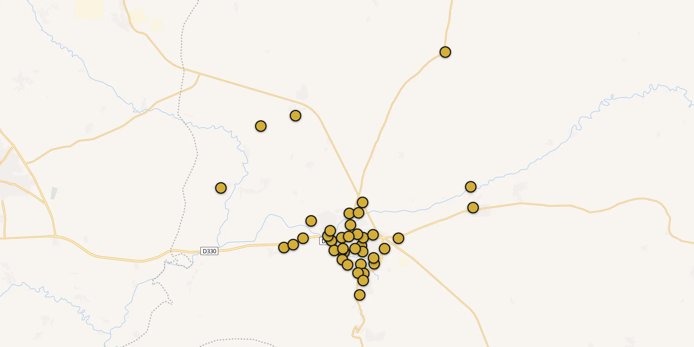 Plan des mosquées à Elbistan : cliquez sur un point pour voir la fiche