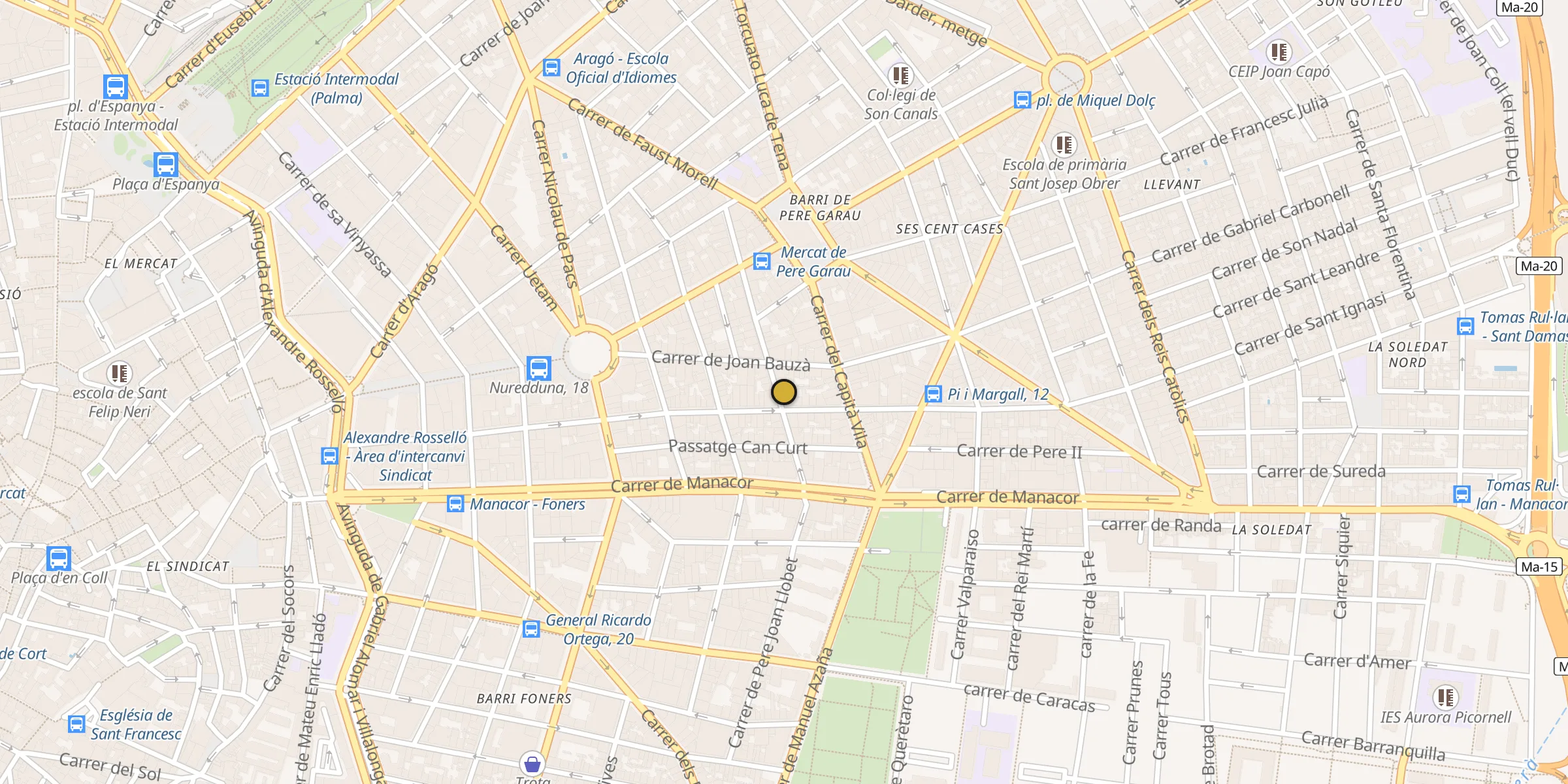Plan des mosquées à Palma : cliquez sur un point pour voir la fiche