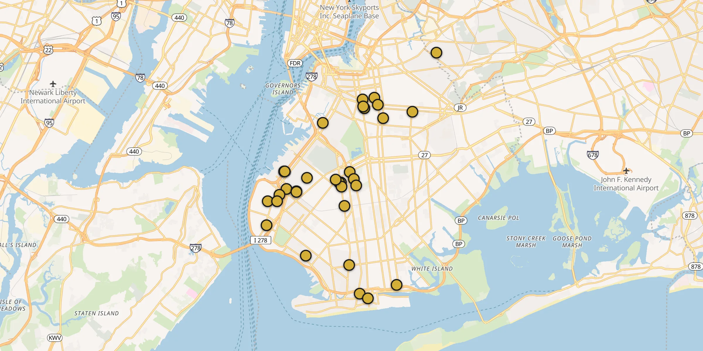 Carte des mosquées à Brooklyn