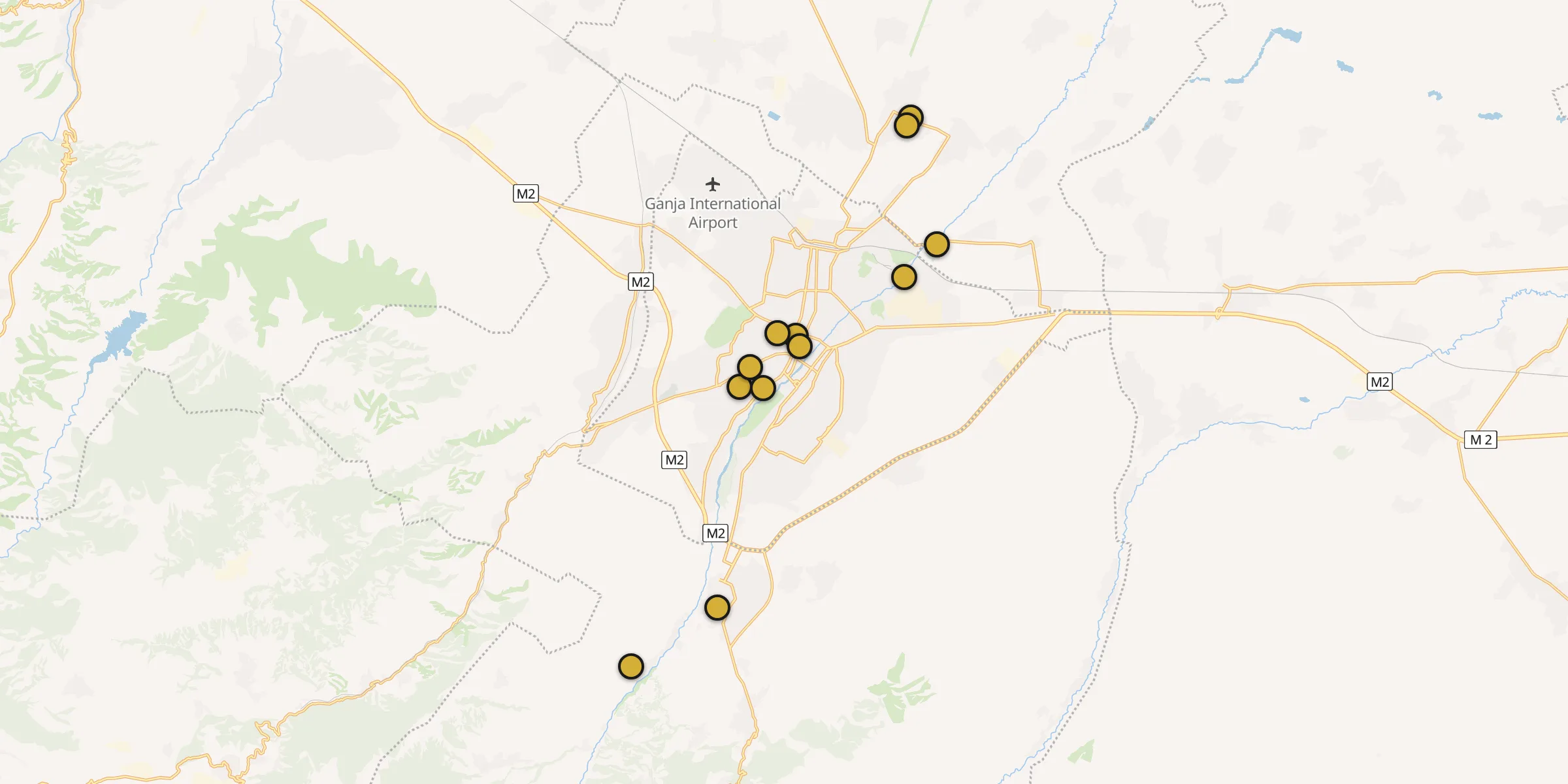 Carte des mosquées à Gandja
