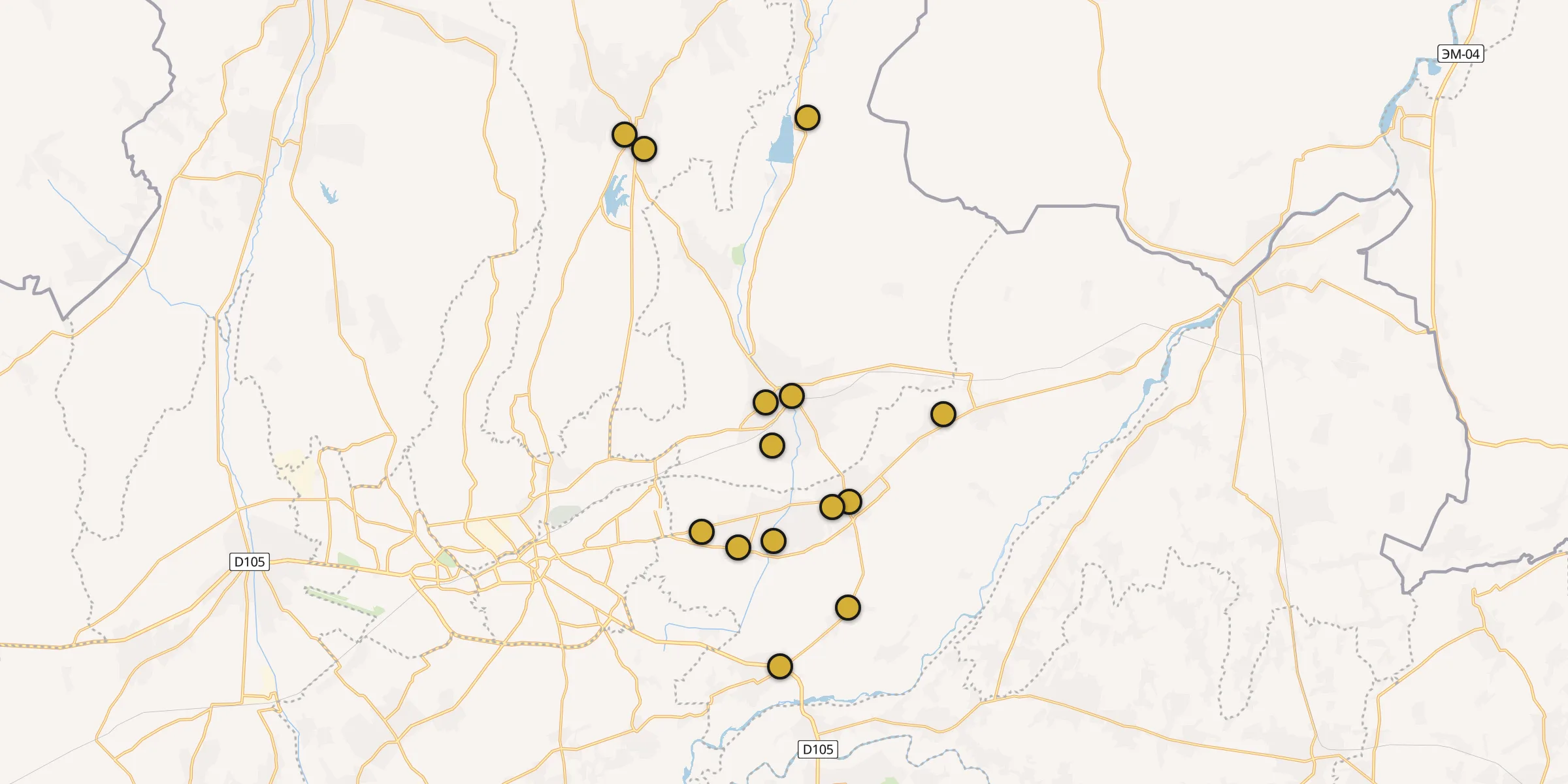 Plan des mosquées à Chortoq : cliquez sur un point pour voir la fiche