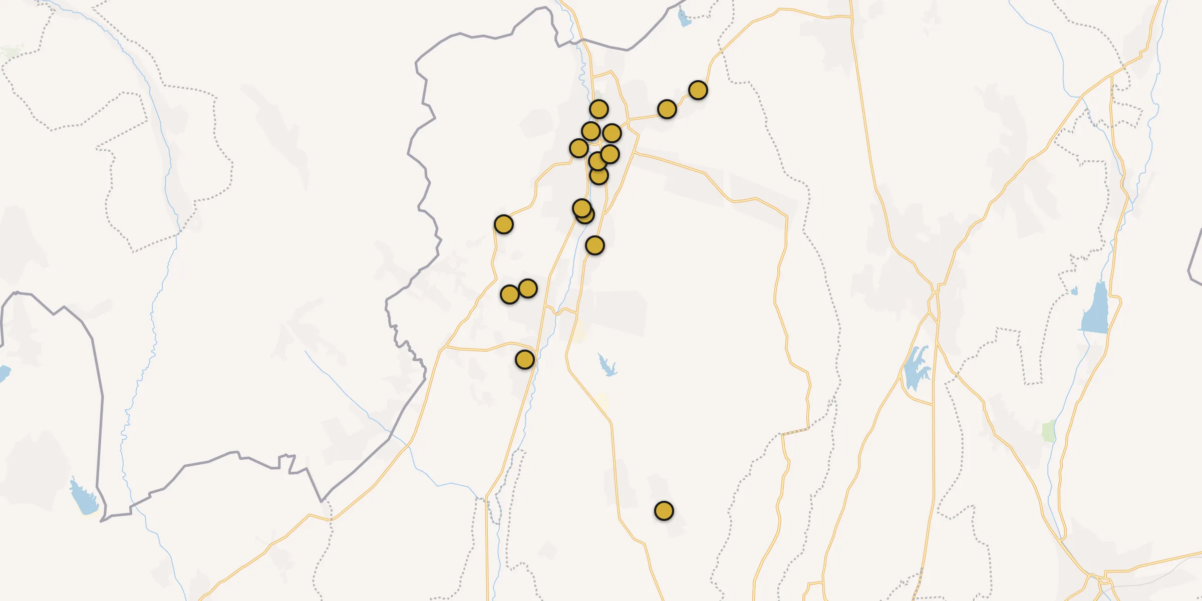 Plan des mosquées à Kosonsoy : cliquez sur un point pour voir la fiche