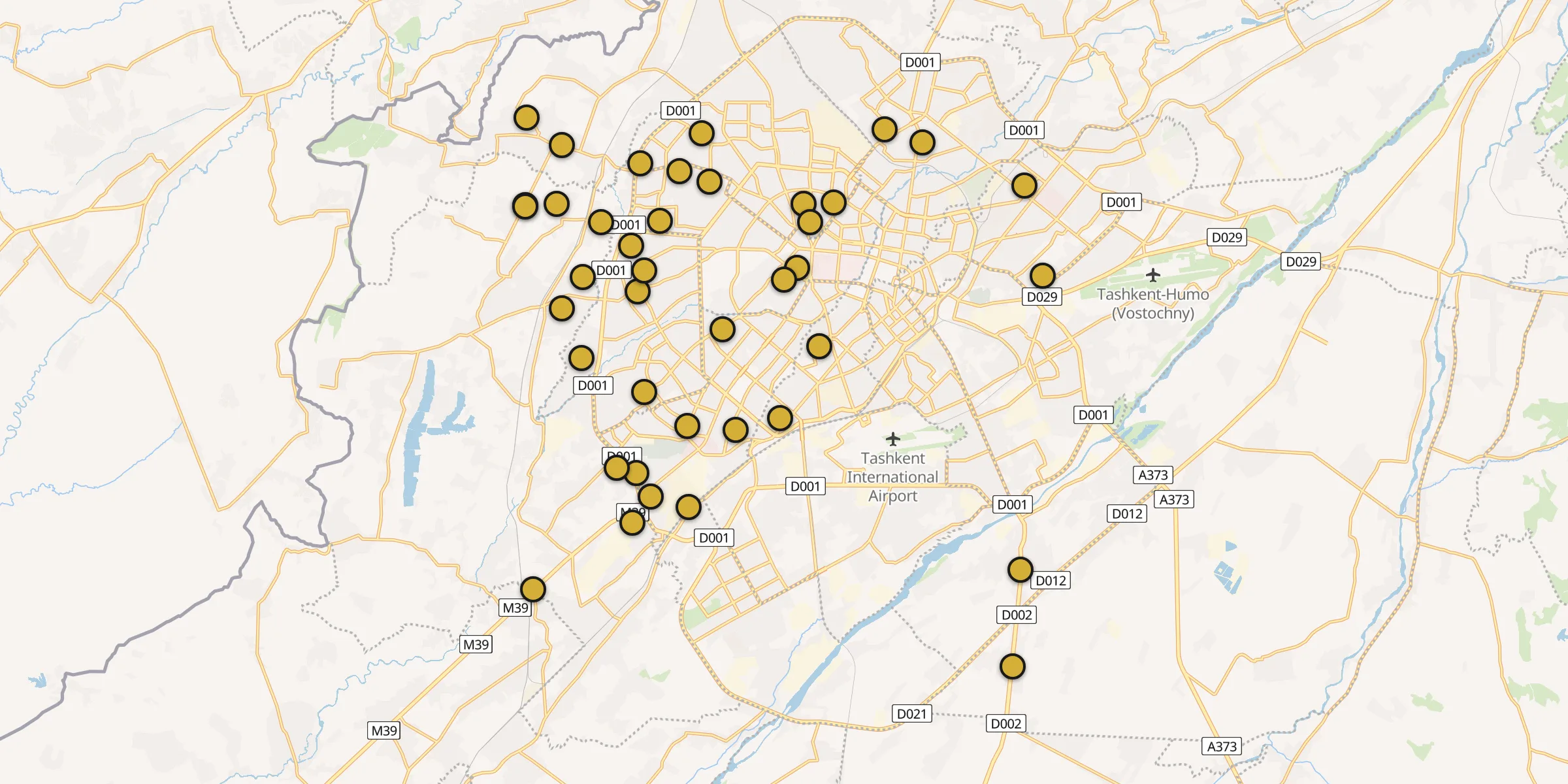 Carte des mosquées à Tachkent