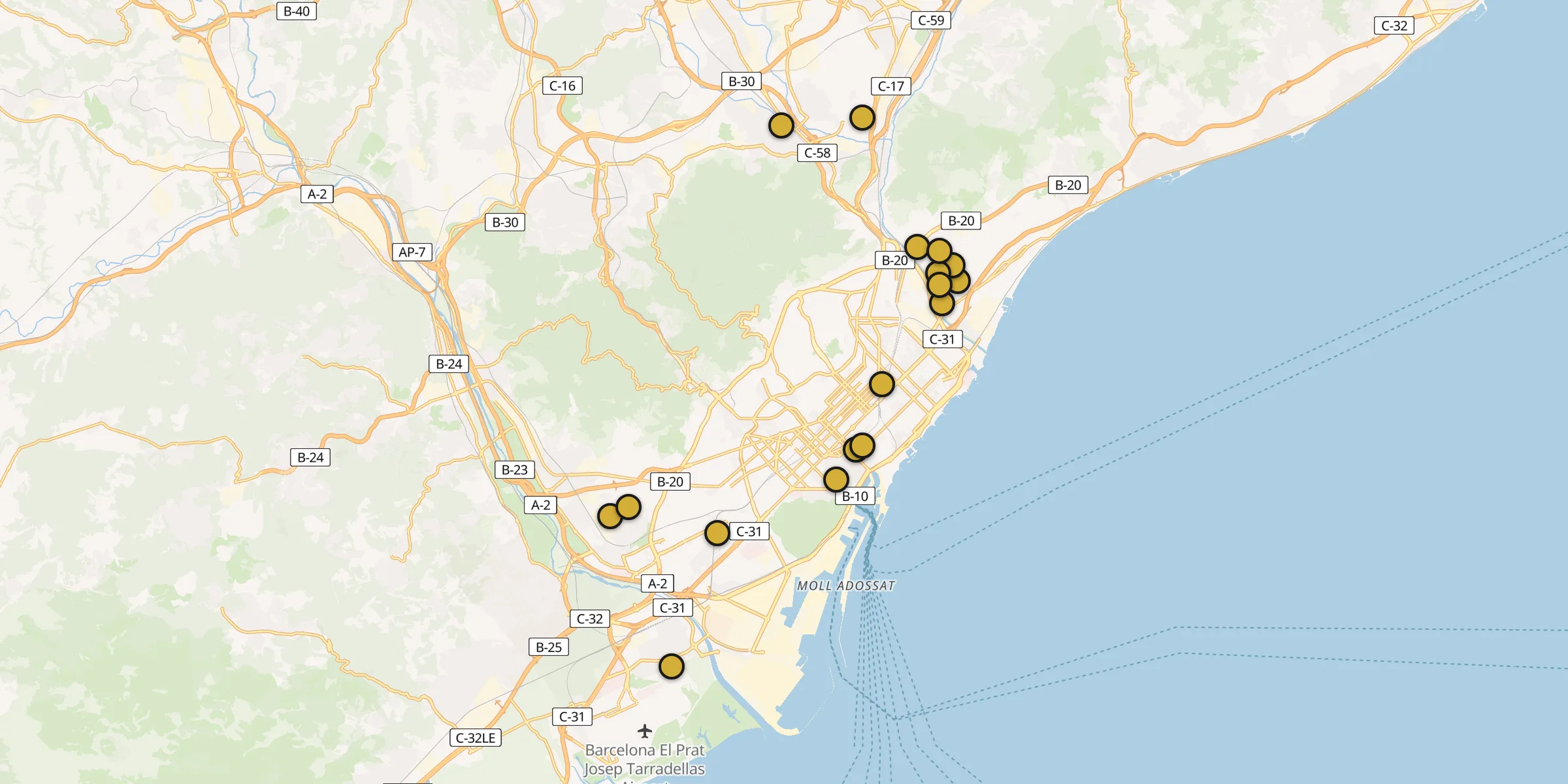 Carte des mosquées à Barcelone