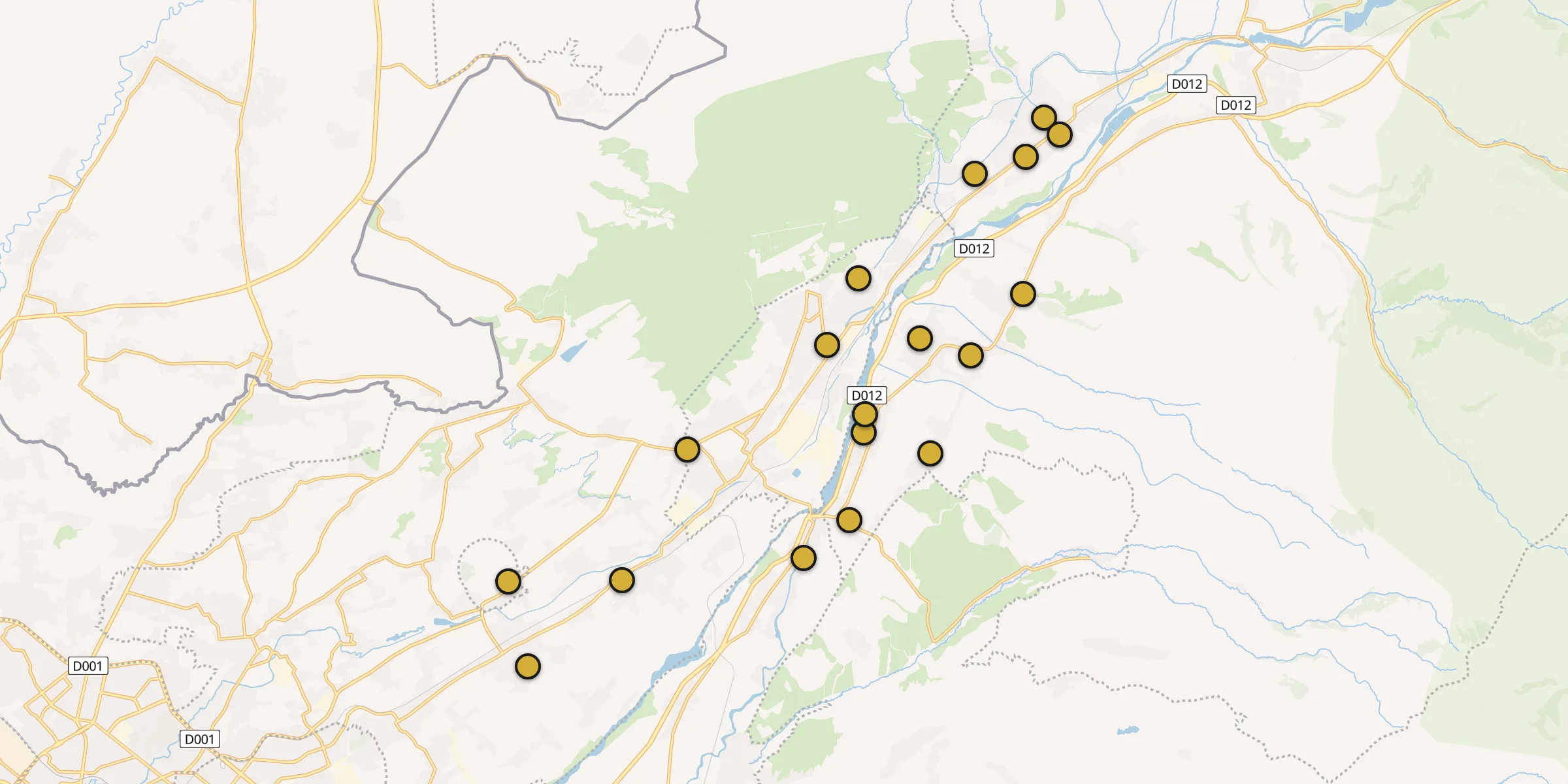 Plan des mosquées à Tchirtchik : cliquez sur un point pour voir la fiche