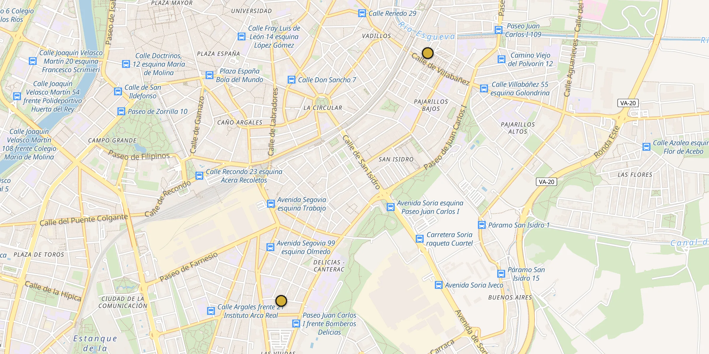 Plan des mosquées à Valladolid : cliquez sur un point pour voir la fiche