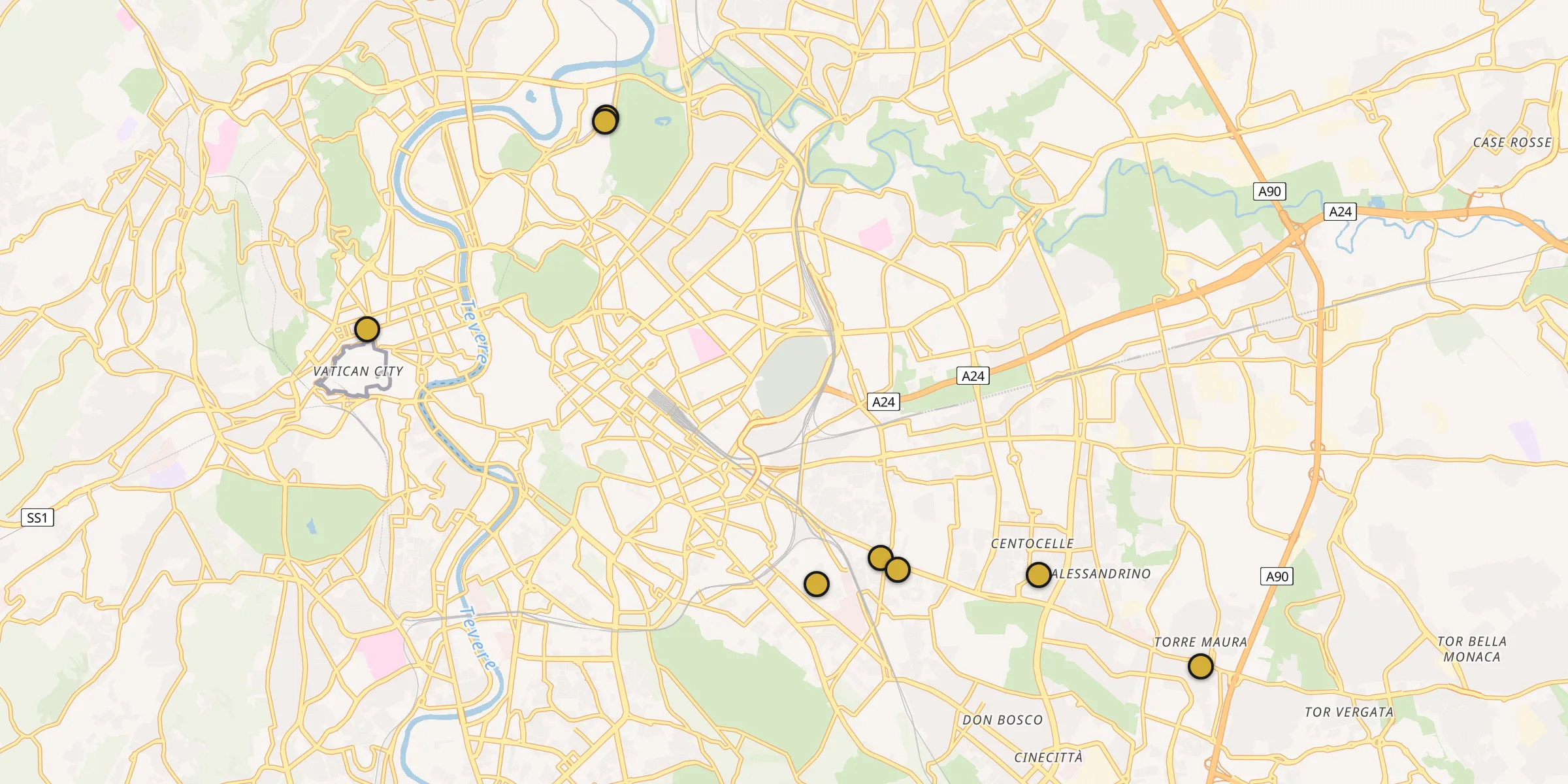 Carte des mosquées à Rome