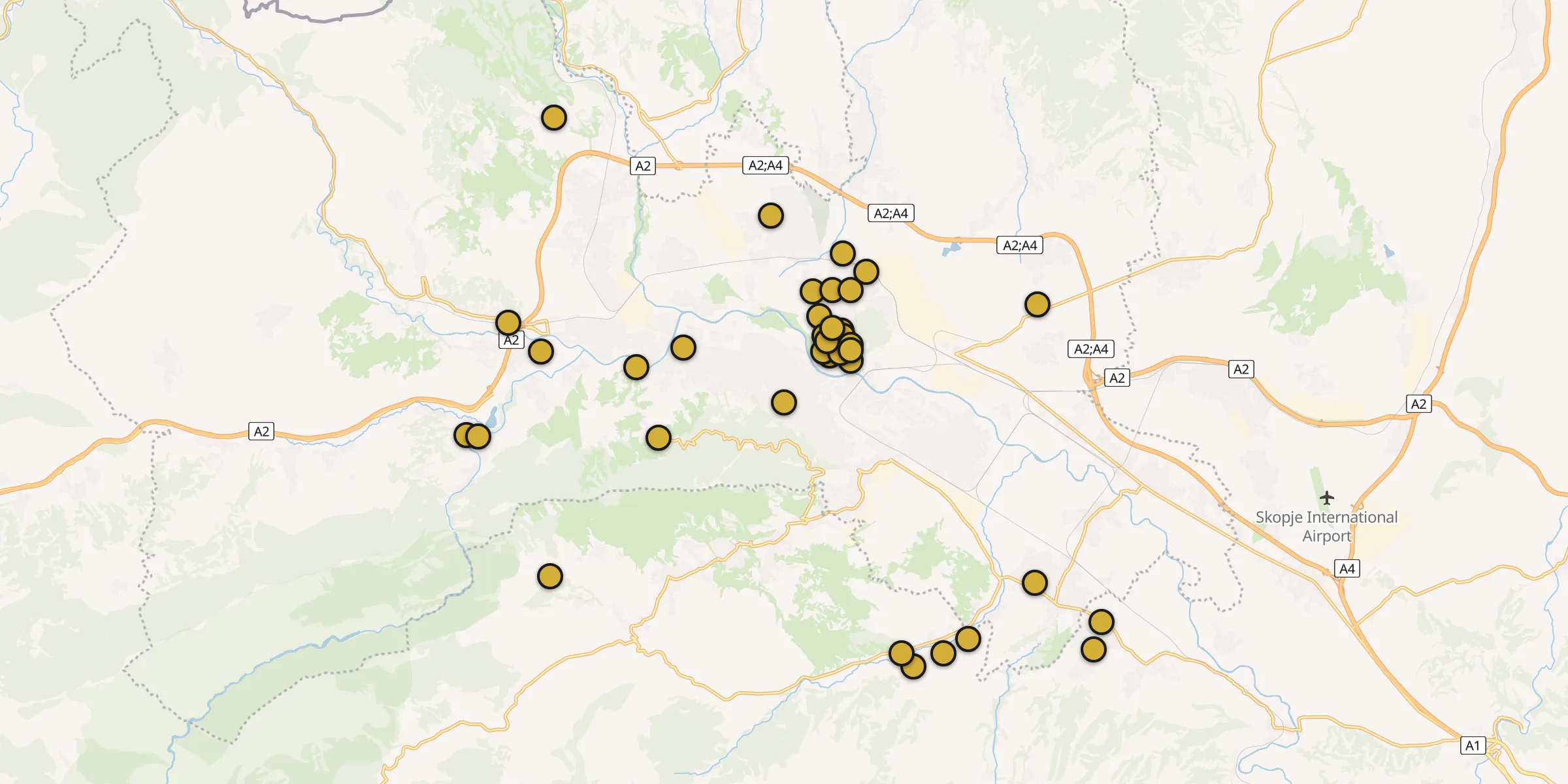 Carte des mosquées à Skopje