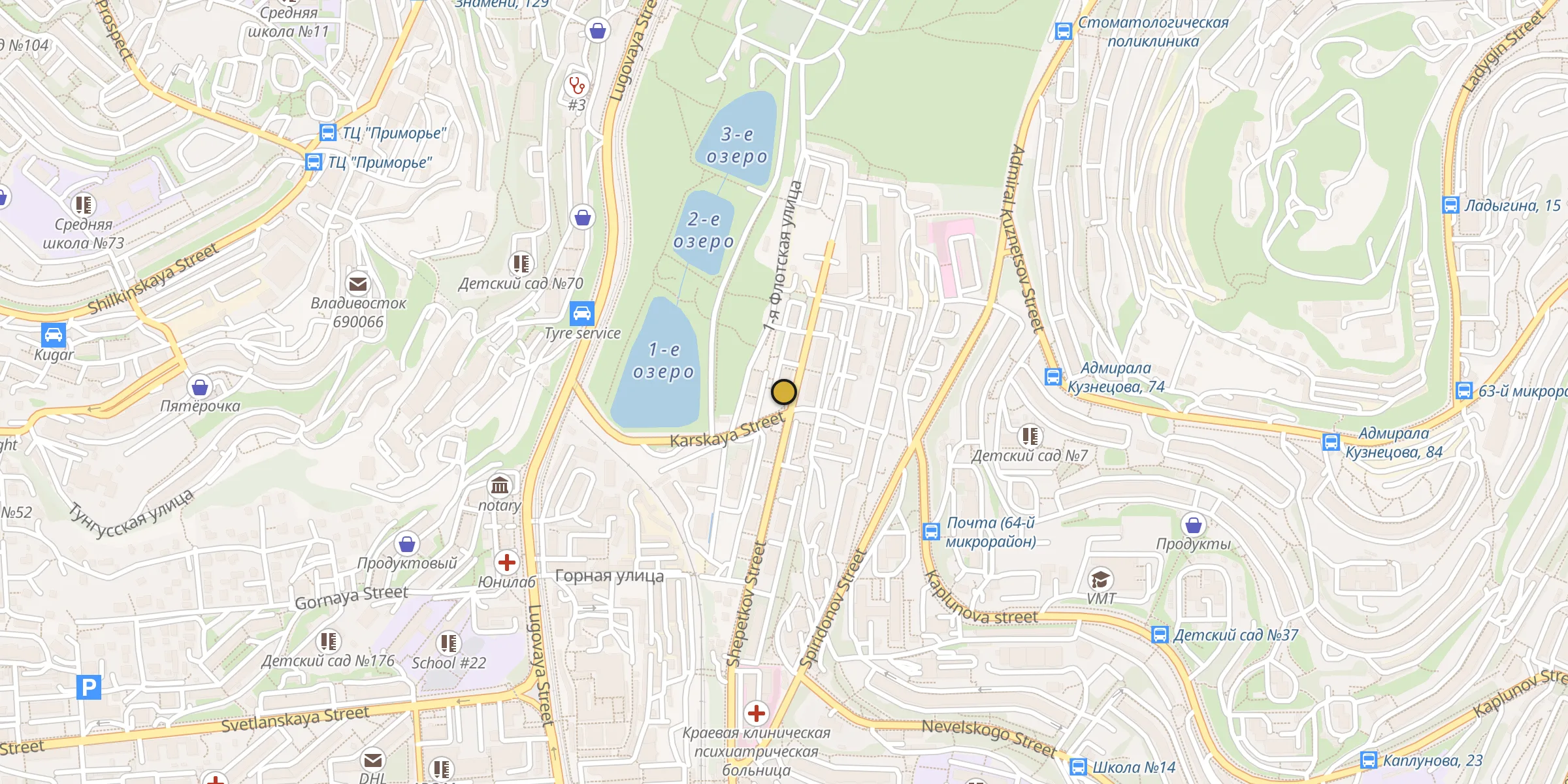 Plan des mosquées à Vladivostok : cliquez sur un point pour voir la fiche